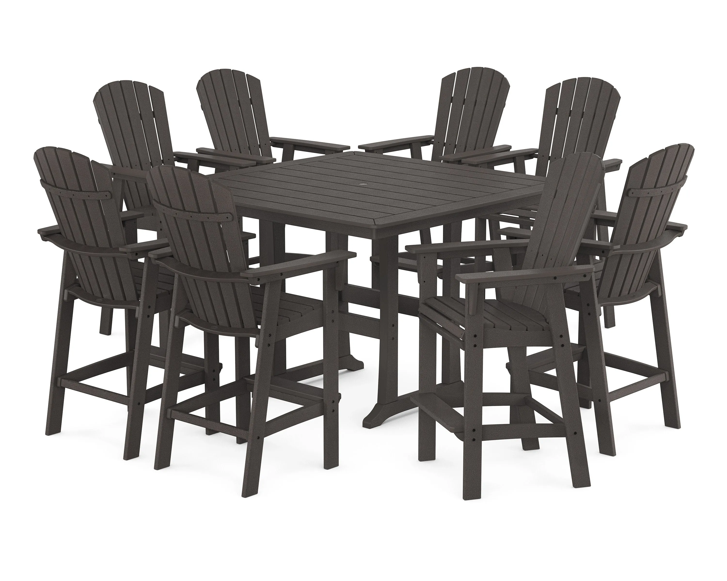 Nautical Curveback Adirondack 9-Piece Trestle Bar Set