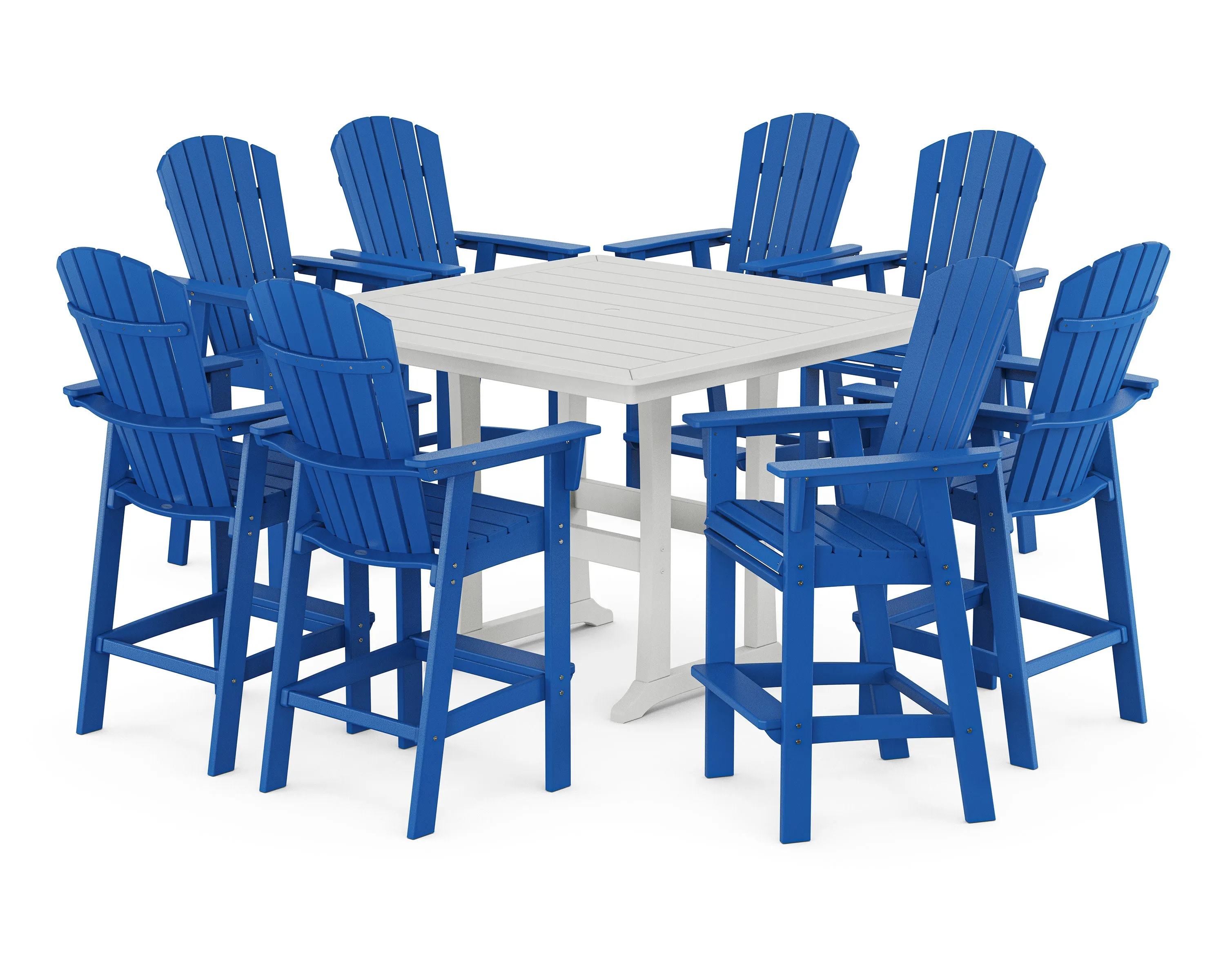 Nautical Curveback Adirondack 9-Piece Trestle Bar Set