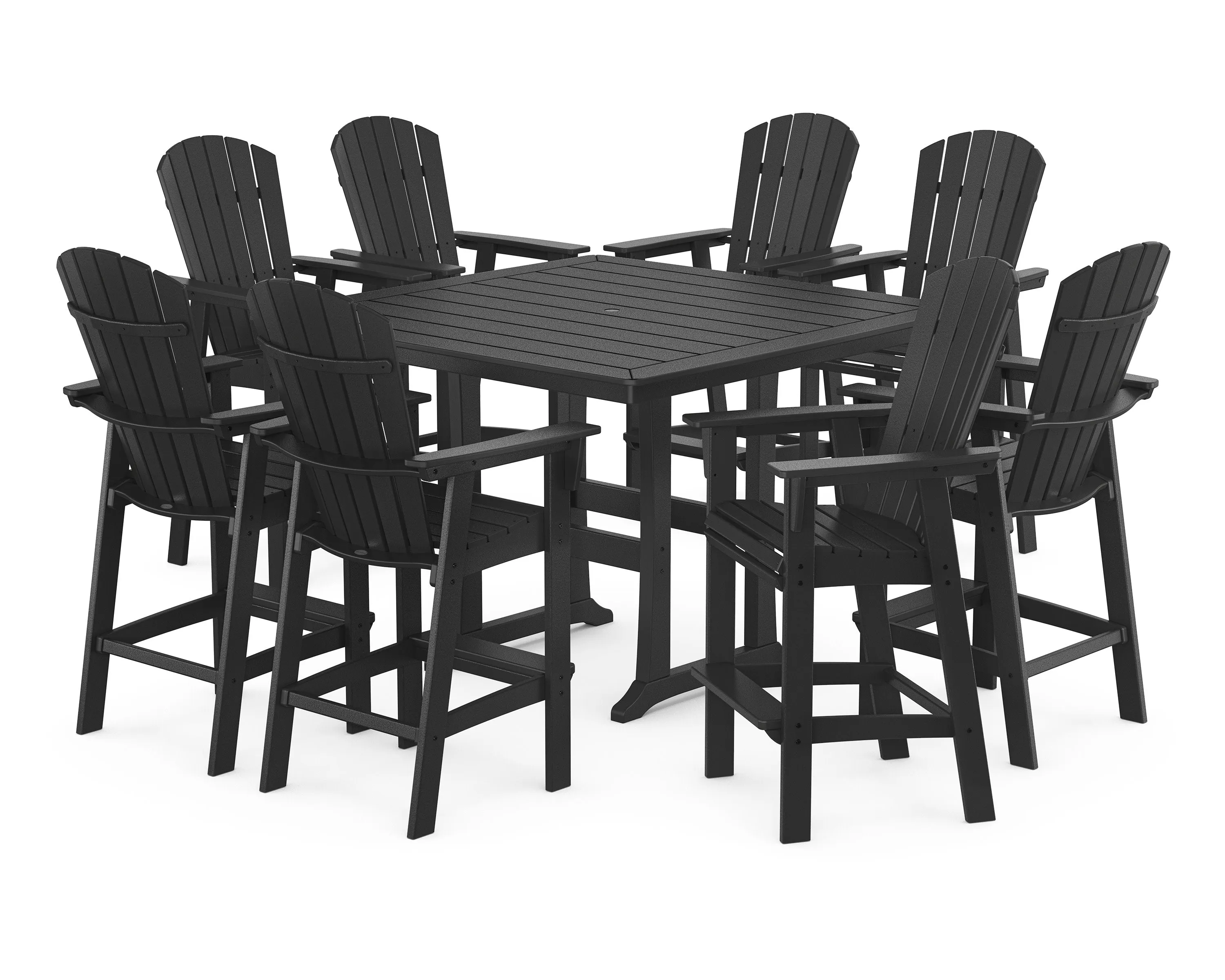Nautical Curveback Adirondack 9-Piece Trestle Bar Set