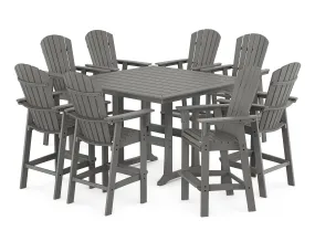 Nautical Curveback Adirondack 9-Piece Trestle Bar Set