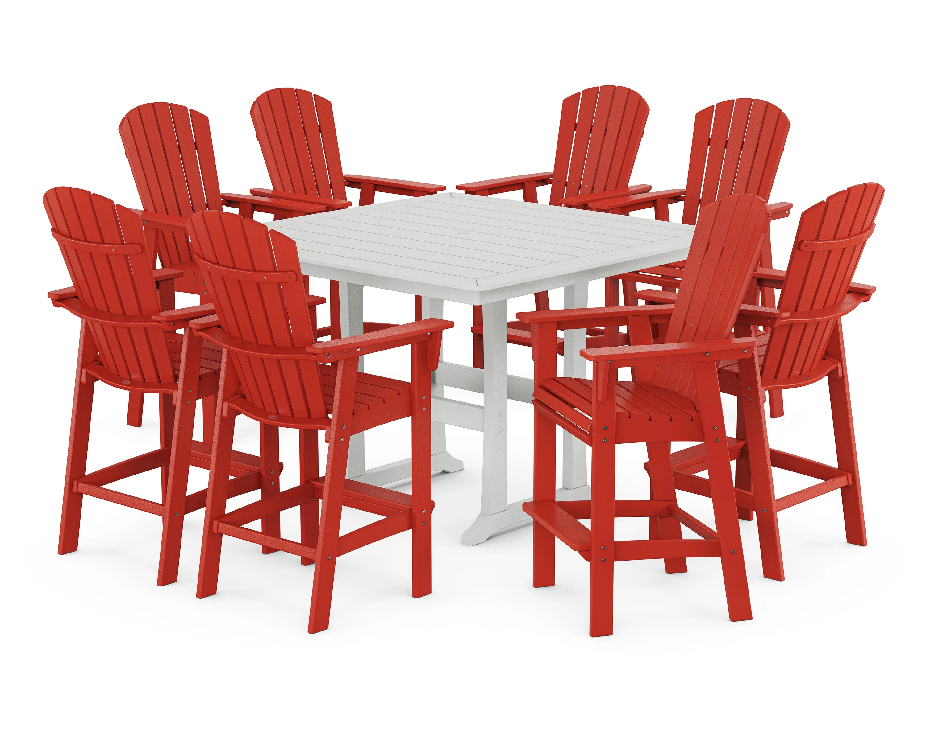 Nautical Curveback Adirondack 9-Piece Trestle Bar Set