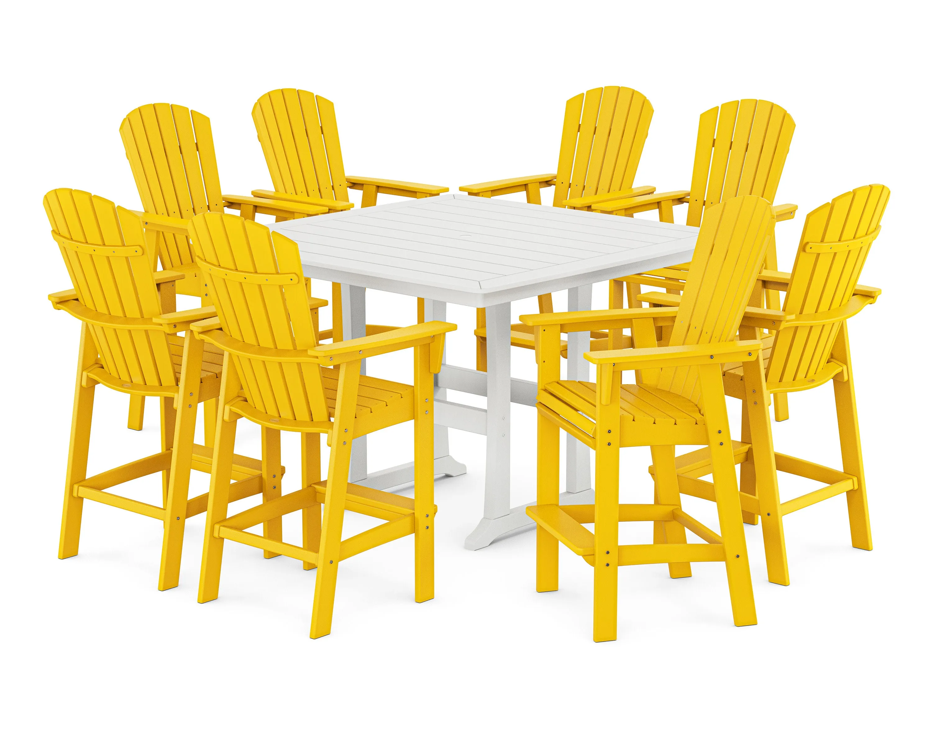 Nautical Curveback Adirondack 9-Piece Trestle Bar Set