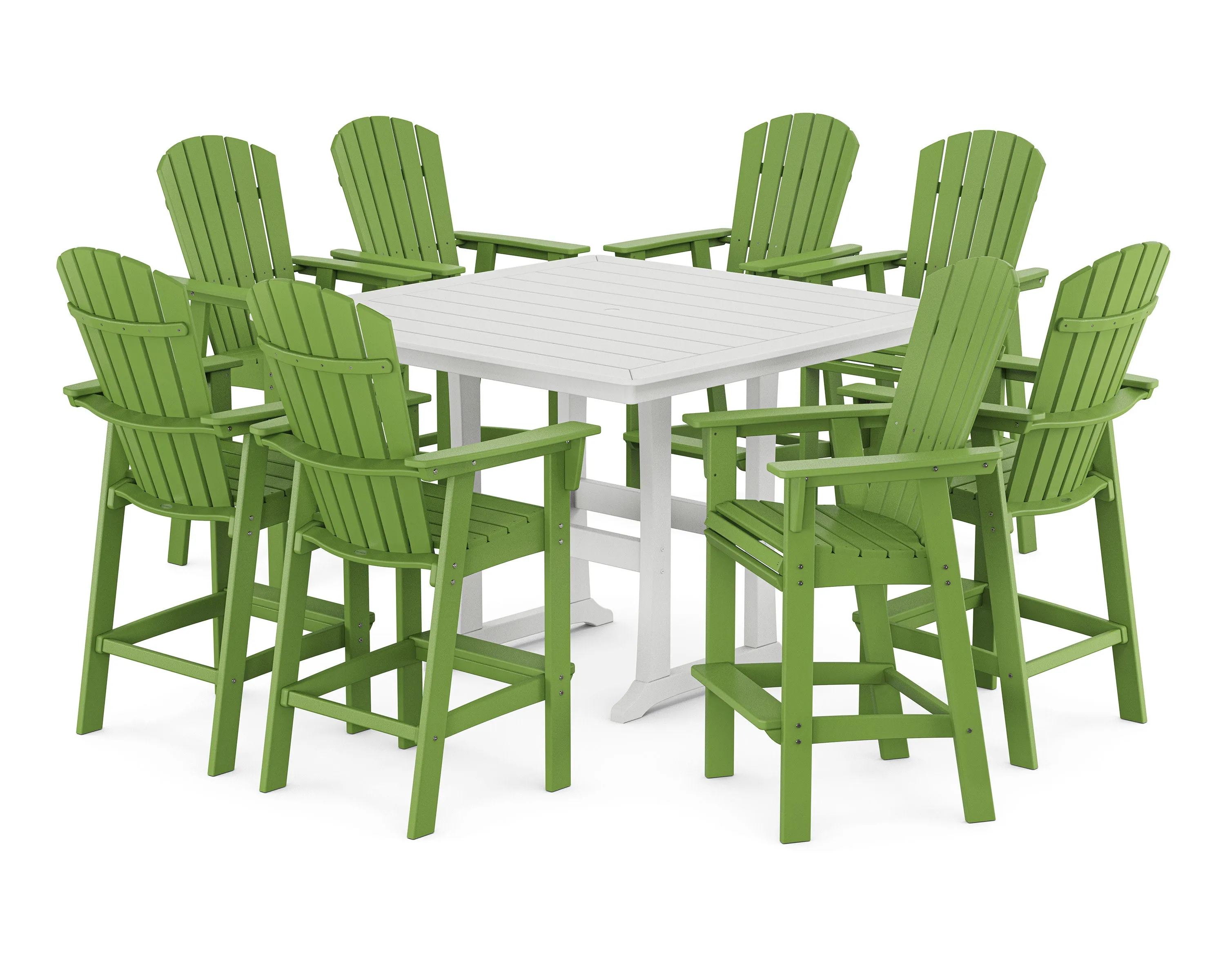 Nautical Curveback Adirondack 9-Piece Trestle Bar Set