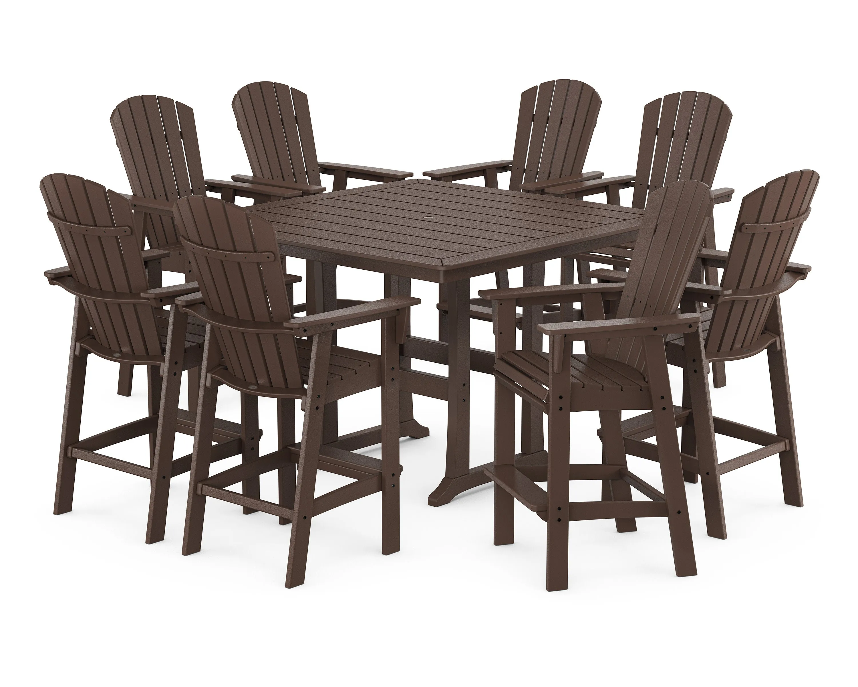 Nautical Curveback Adirondack 9-Piece Trestle Bar Set