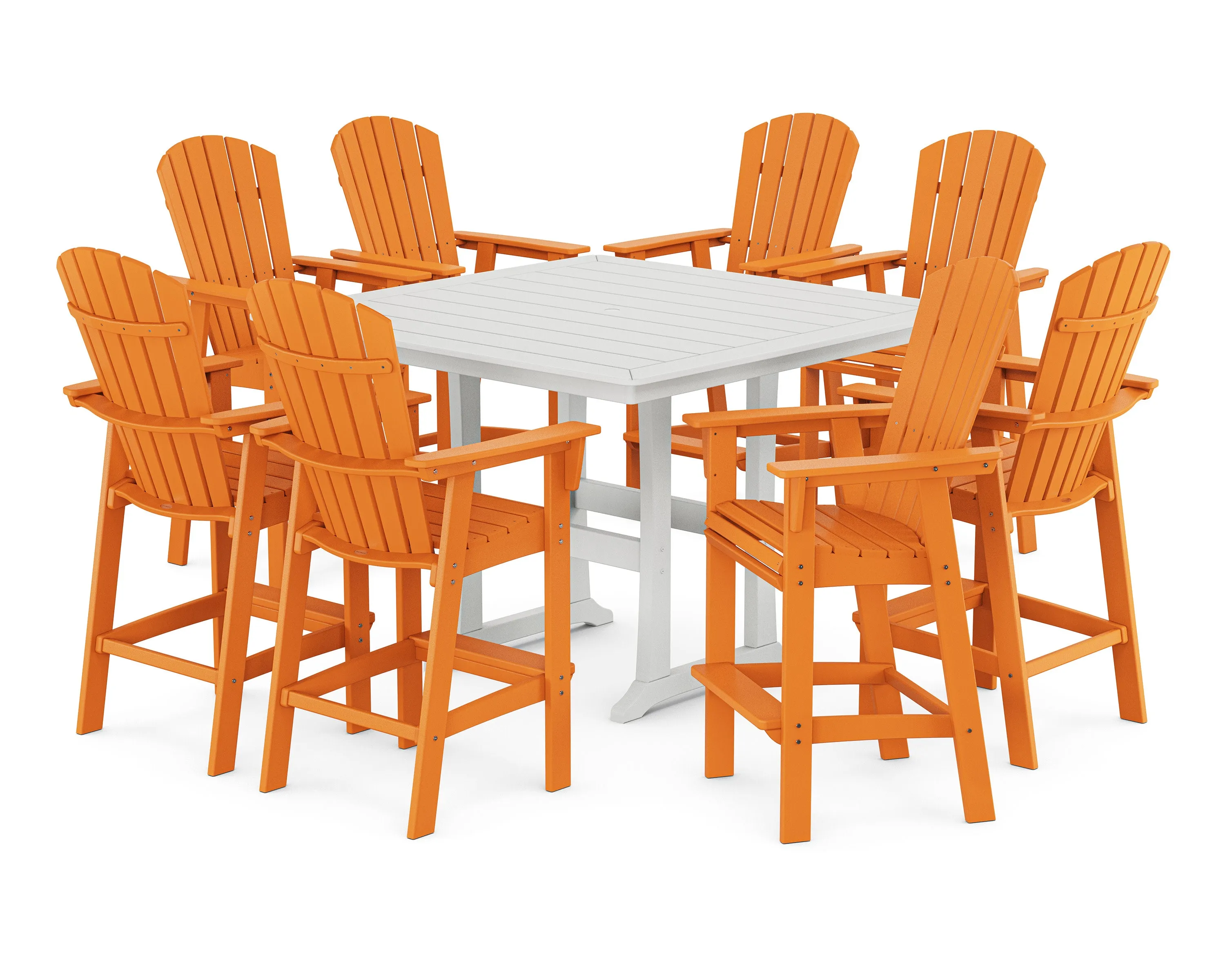 Nautical Curveback Adirondack 9-Piece Trestle Bar Set