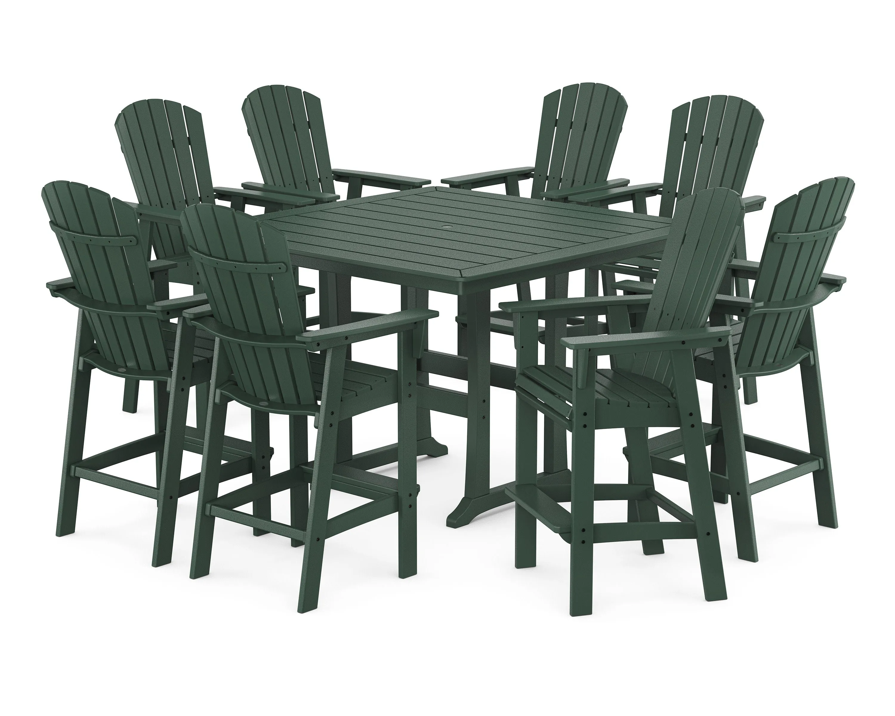 Nautical Curveback Adirondack 9-Piece Trestle Bar Set