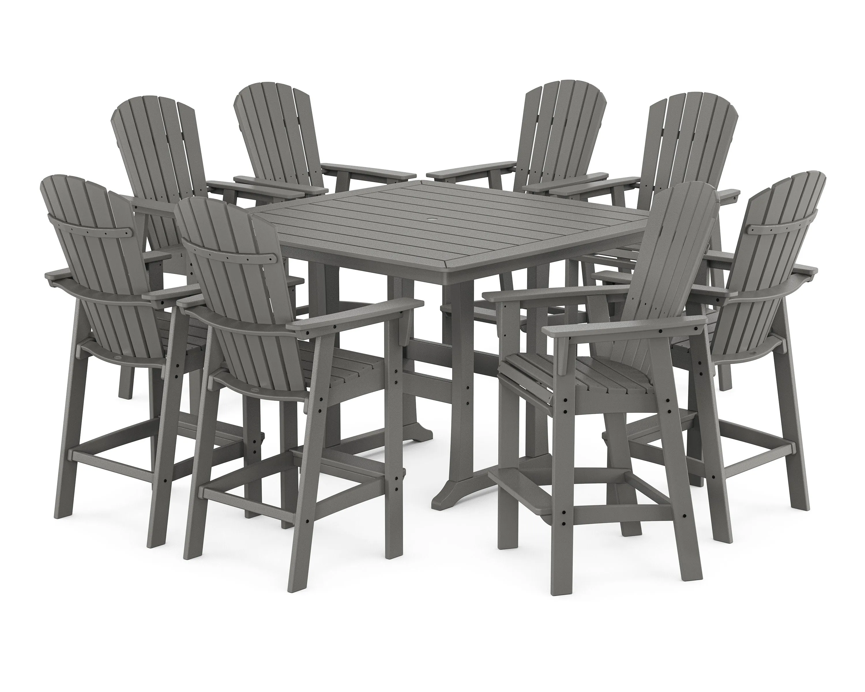 Nautical Curveback Adirondack 9-Piece Trestle Bar Set