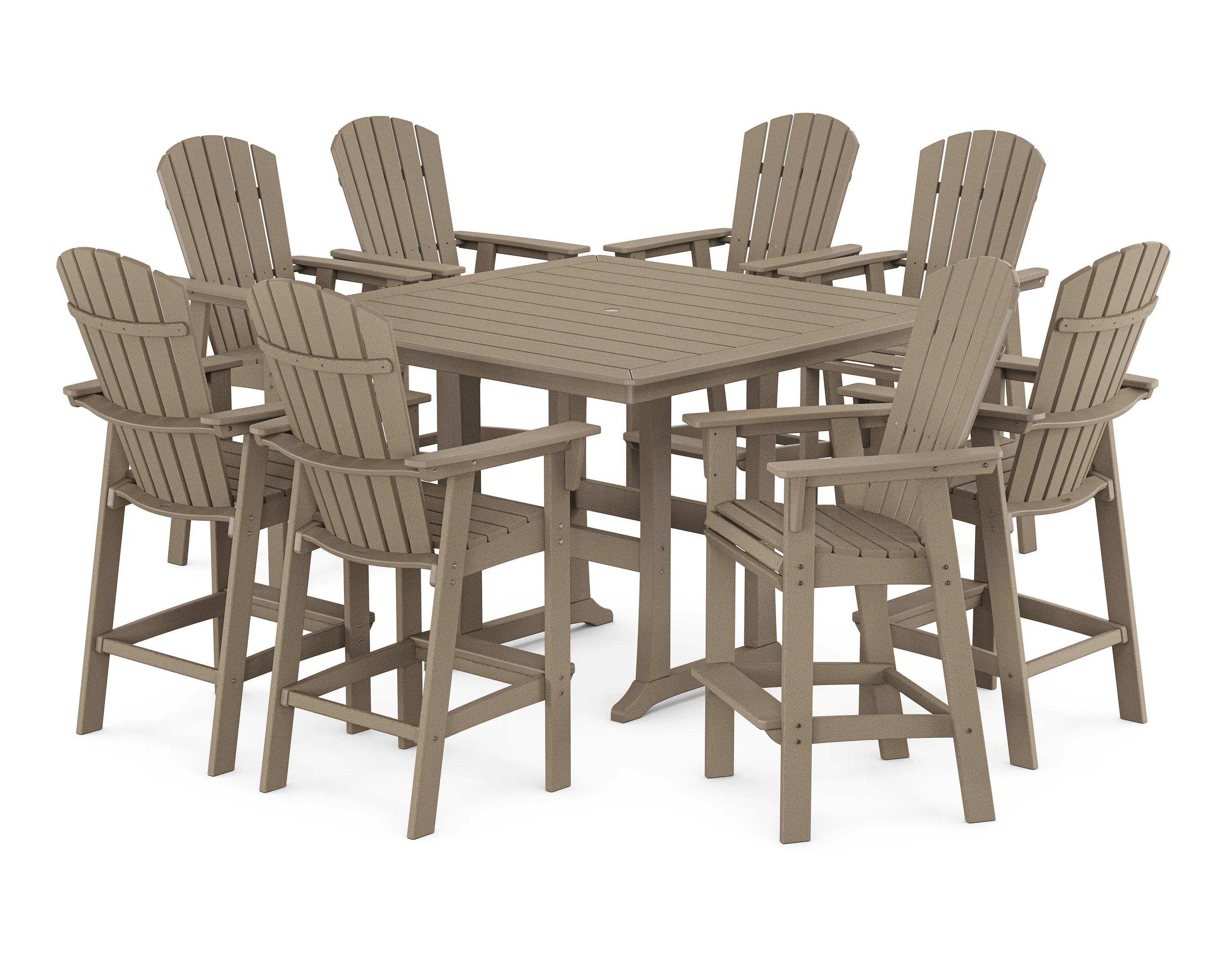 Nautical Curveback Adirondack 9-Piece Trestle Bar Set