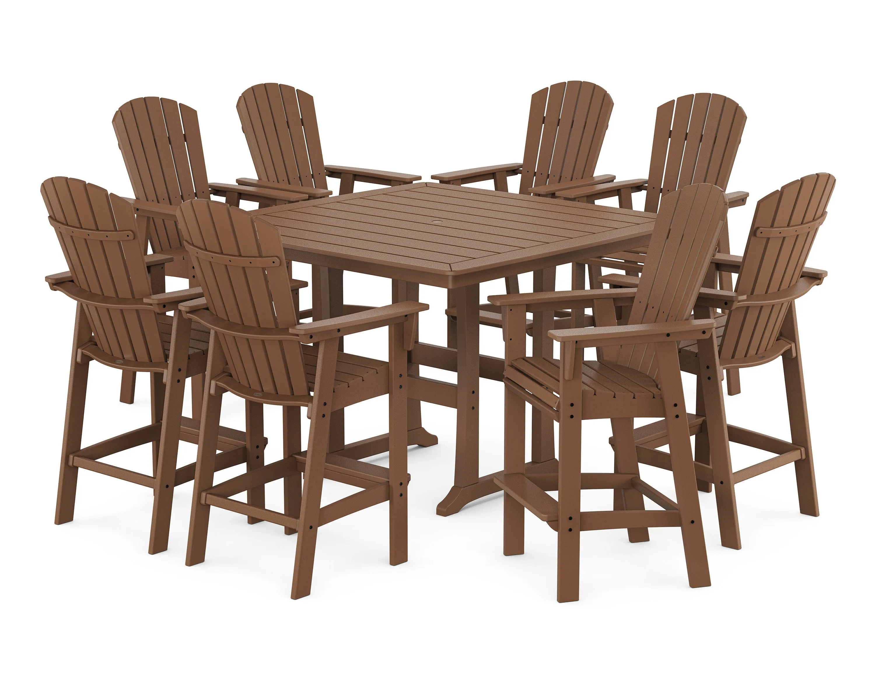 Nautical Curveback Adirondack 9-Piece Trestle Bar Set
