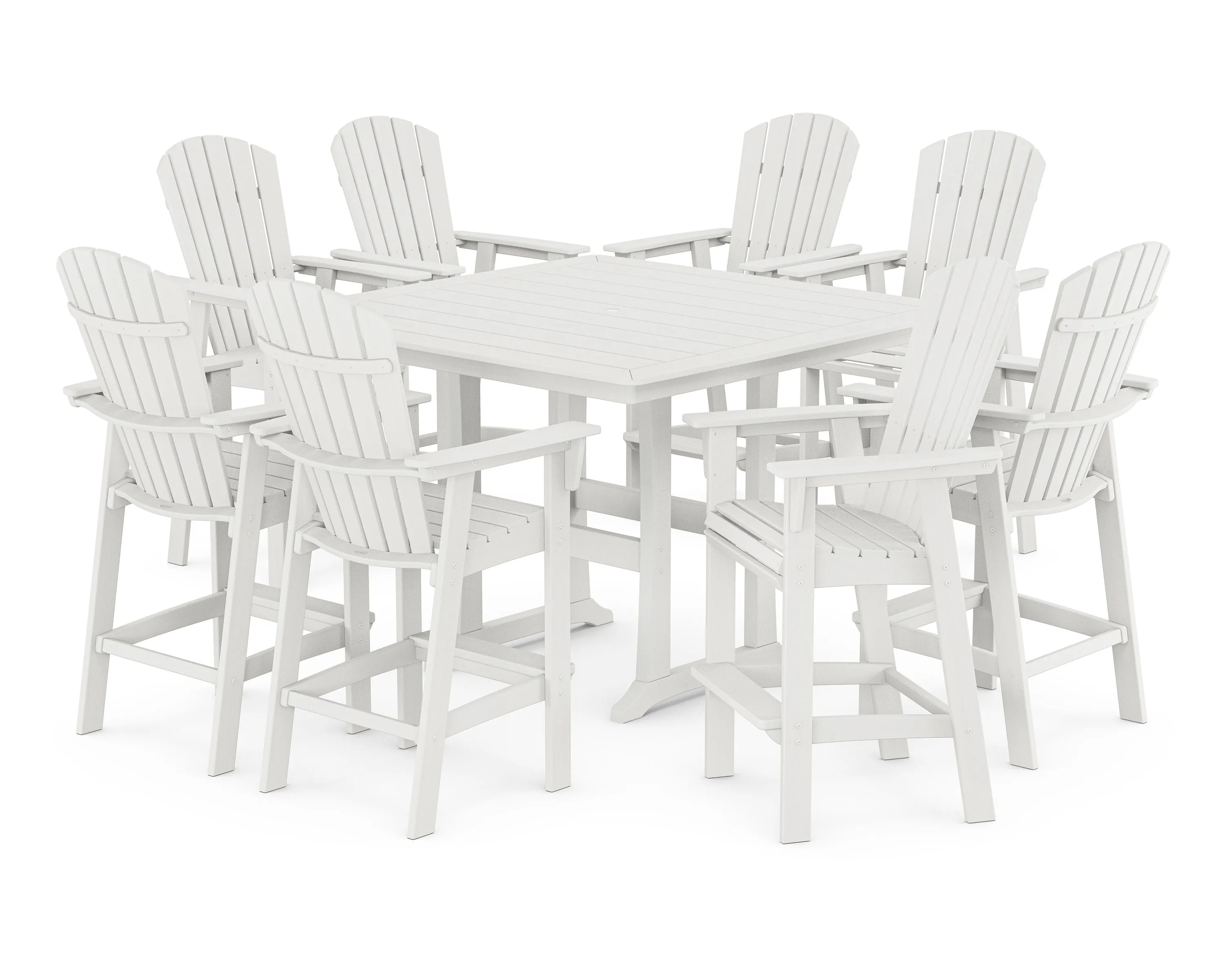Nautical Curveback Adirondack 9-Piece Trestle Bar Set