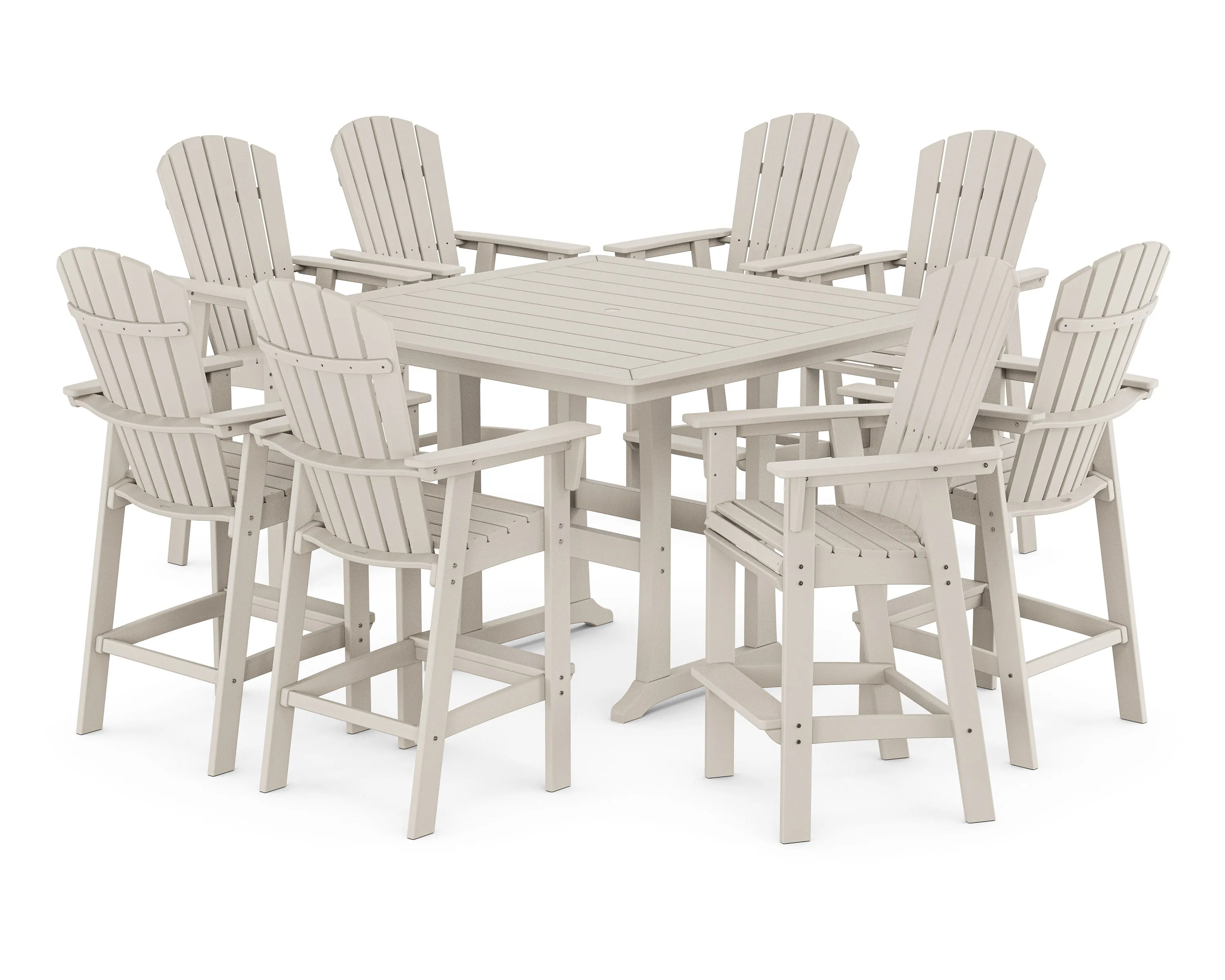 Nautical Curveback Adirondack 9-Piece Trestle Bar Set