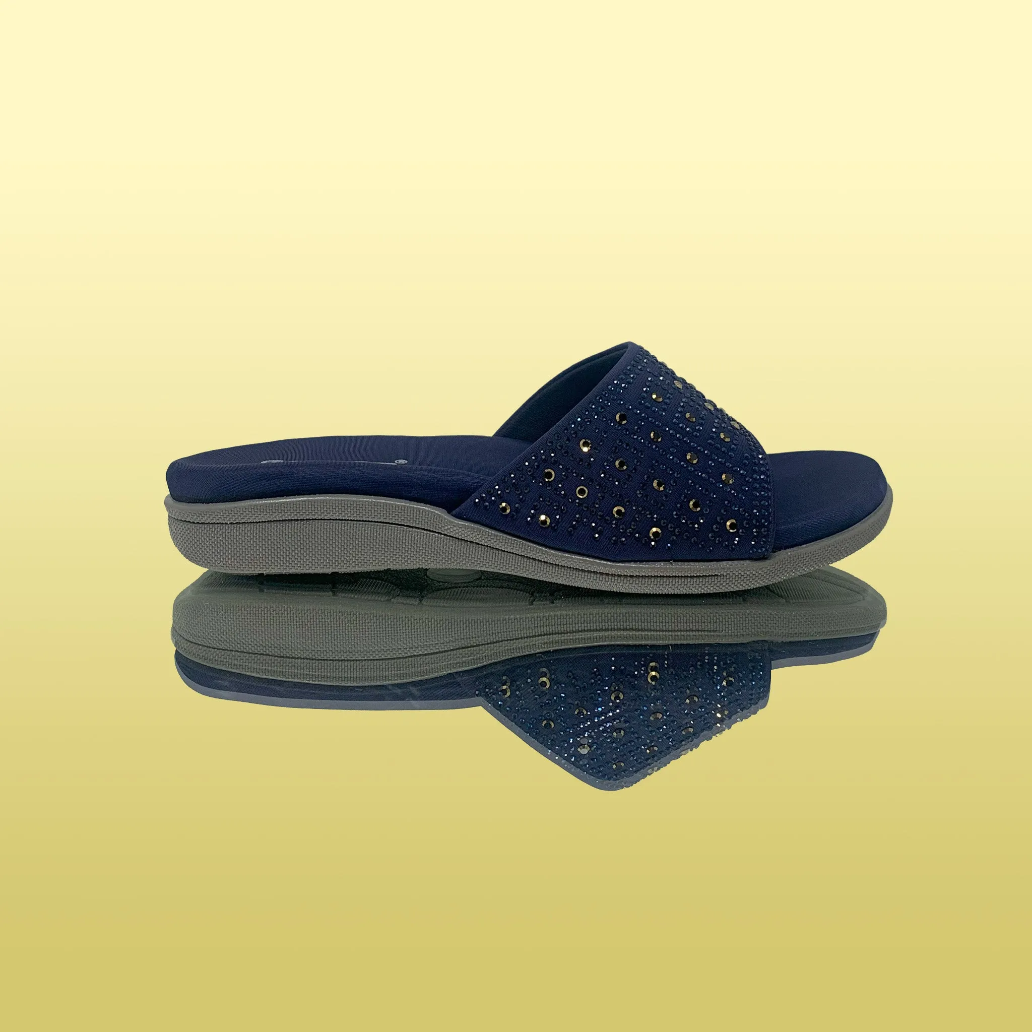 Navy Blue Studded Slip-On Sandals