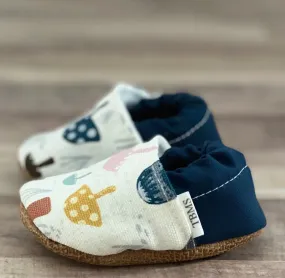 Navy Mushroom Moccasins