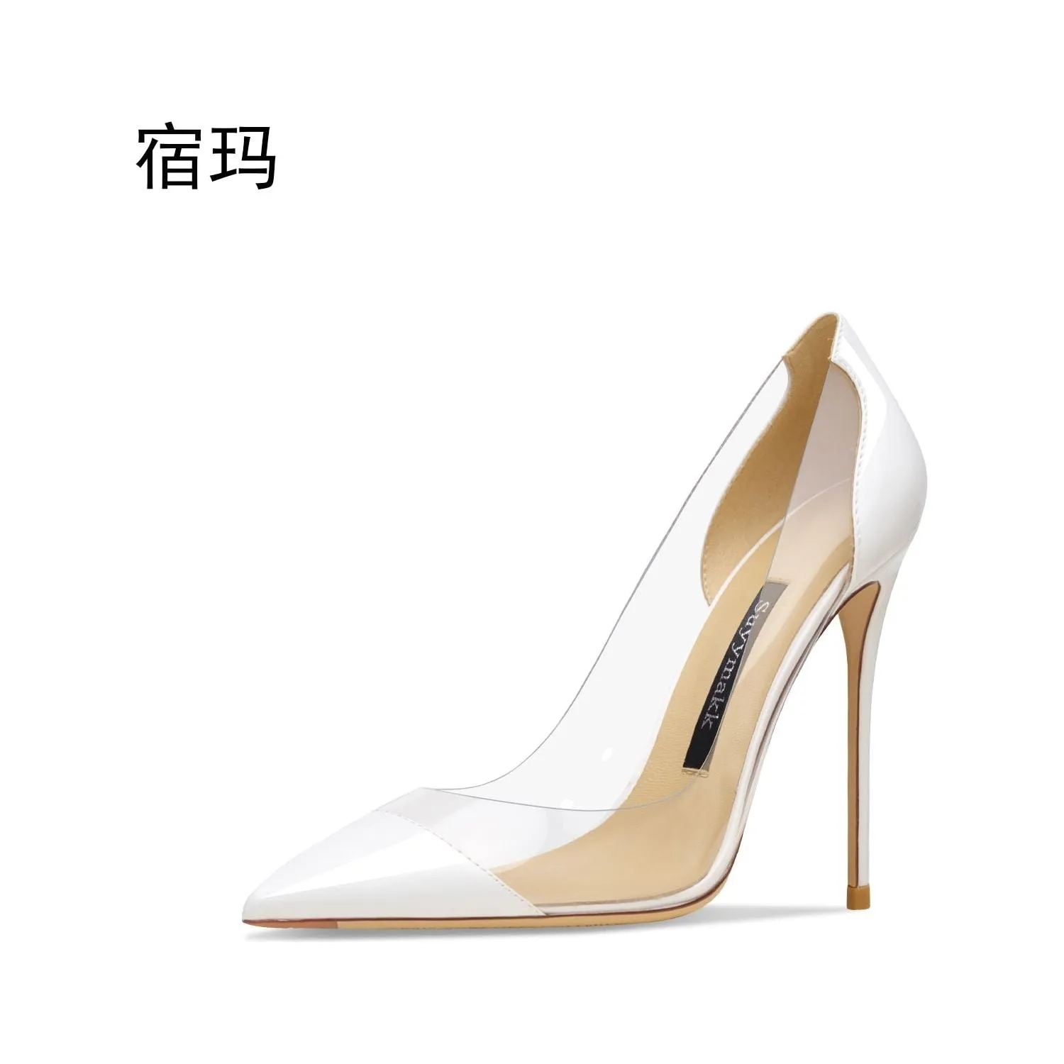 New Comfortable Transparent Women Pointed Toe Pumps Clear Rhinestones High Heel Shoes