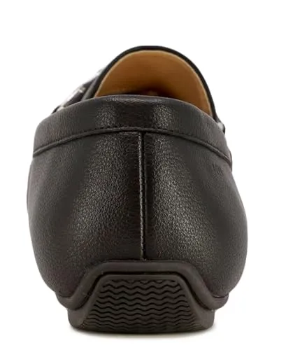 Nine West Men's Driving Moccasins with Buckle - Stylish Penny Loafers for Effortless Slip-On Style and Comfortable Footwear for Casual and Formal Occasions-Damian-Black Size-10