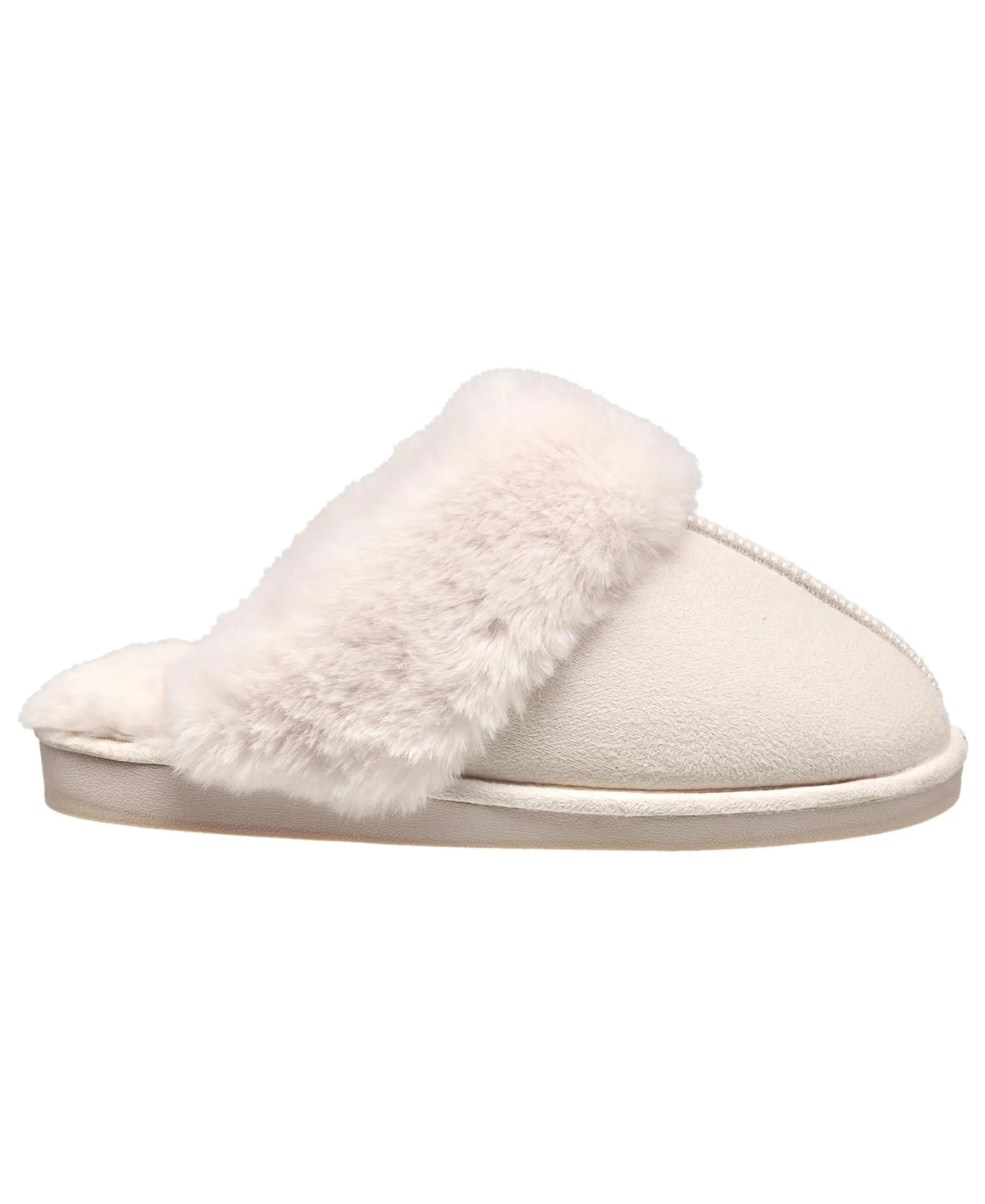 Nine West Scuff Slippers For Women, Extra Soft & Comfortable Winter House Shoes, Ivory, Large 9-10