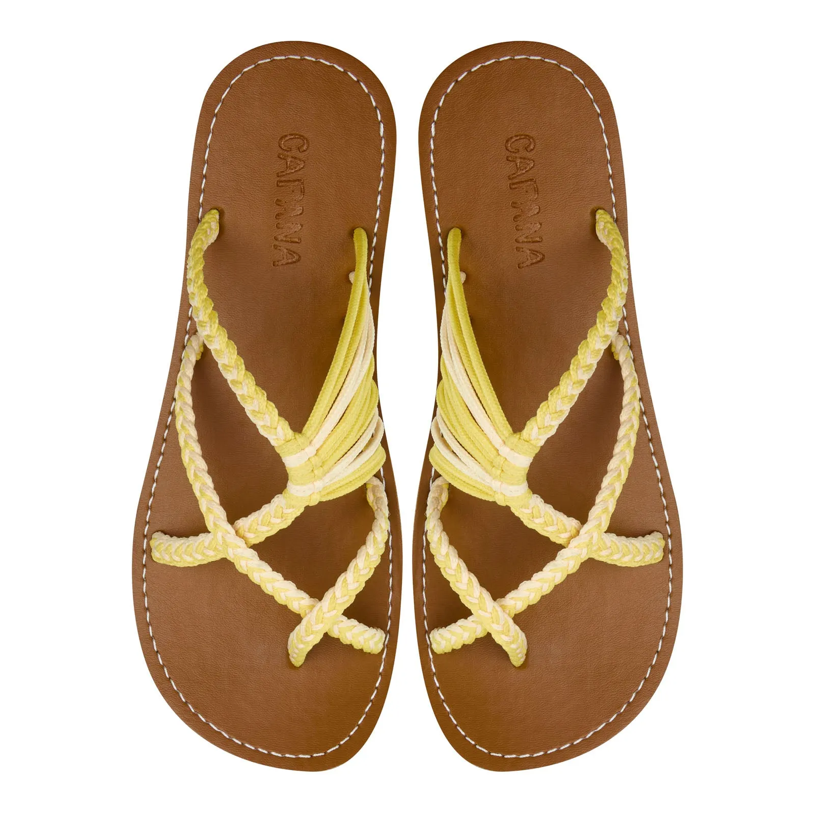 Oceanbliss - Yellow Cream Rope Sandals