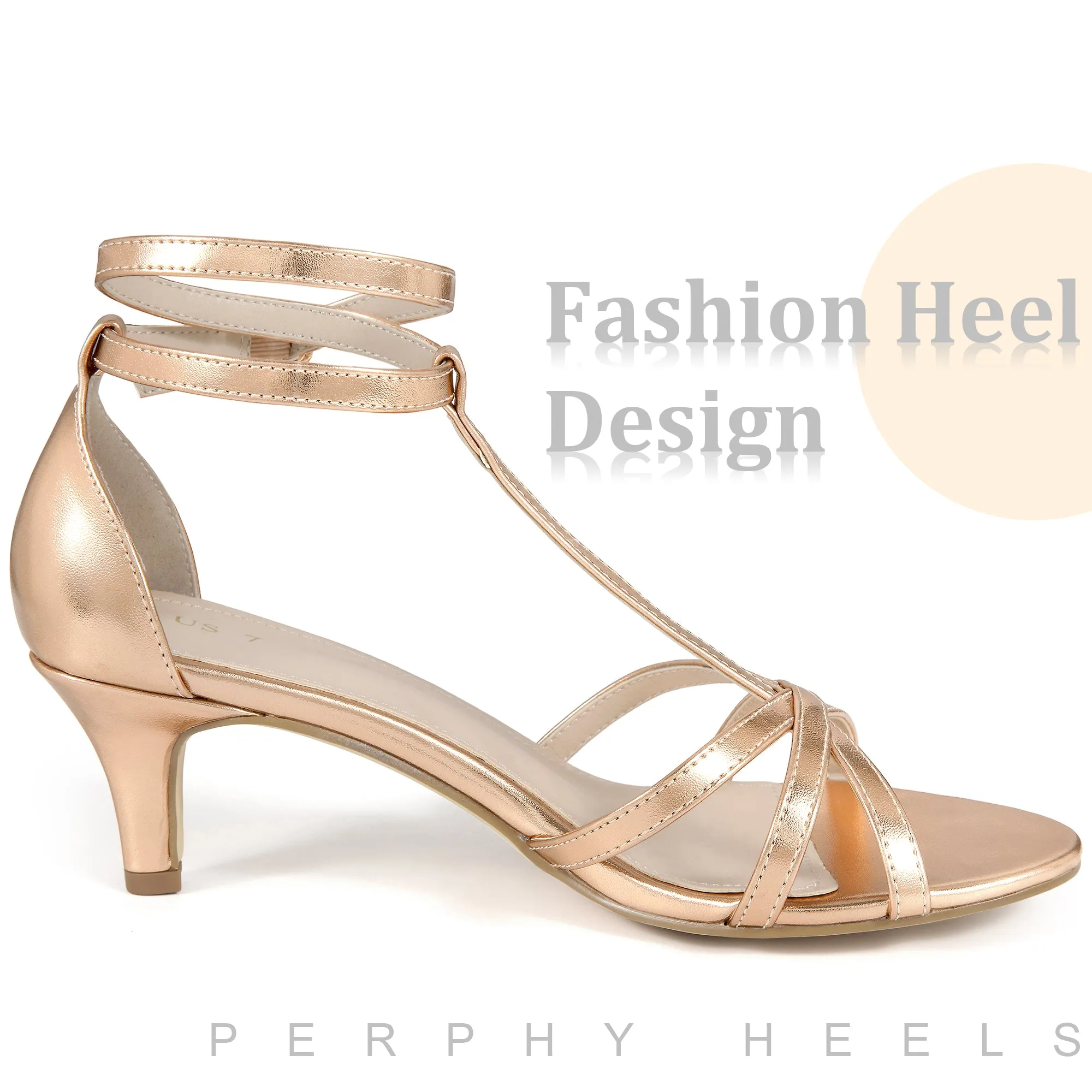 Open Toe Strappy Slingback Kitten Heels Sandals for Women