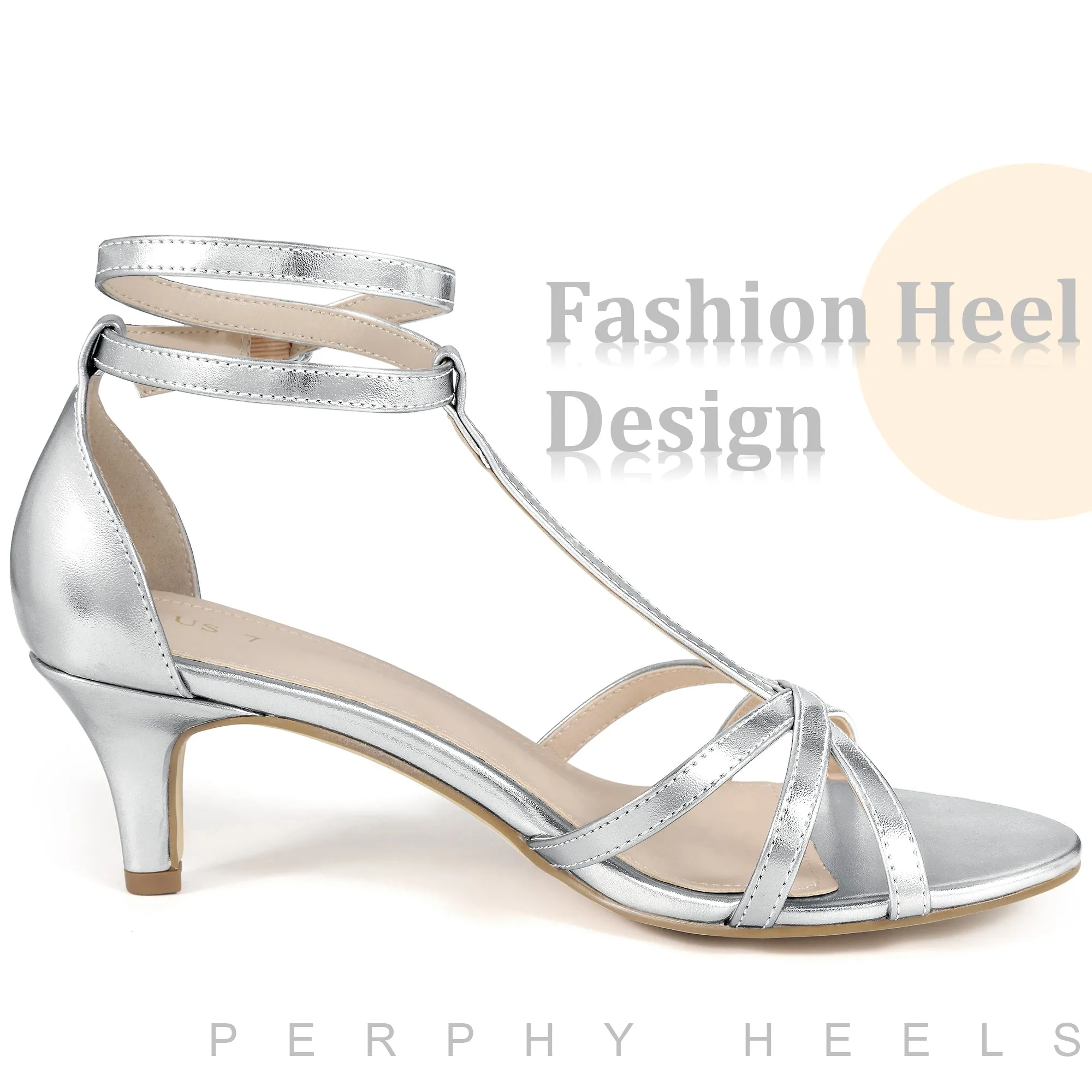 Open Toe Strappy Slingback Kitten Heels Sandals for Women