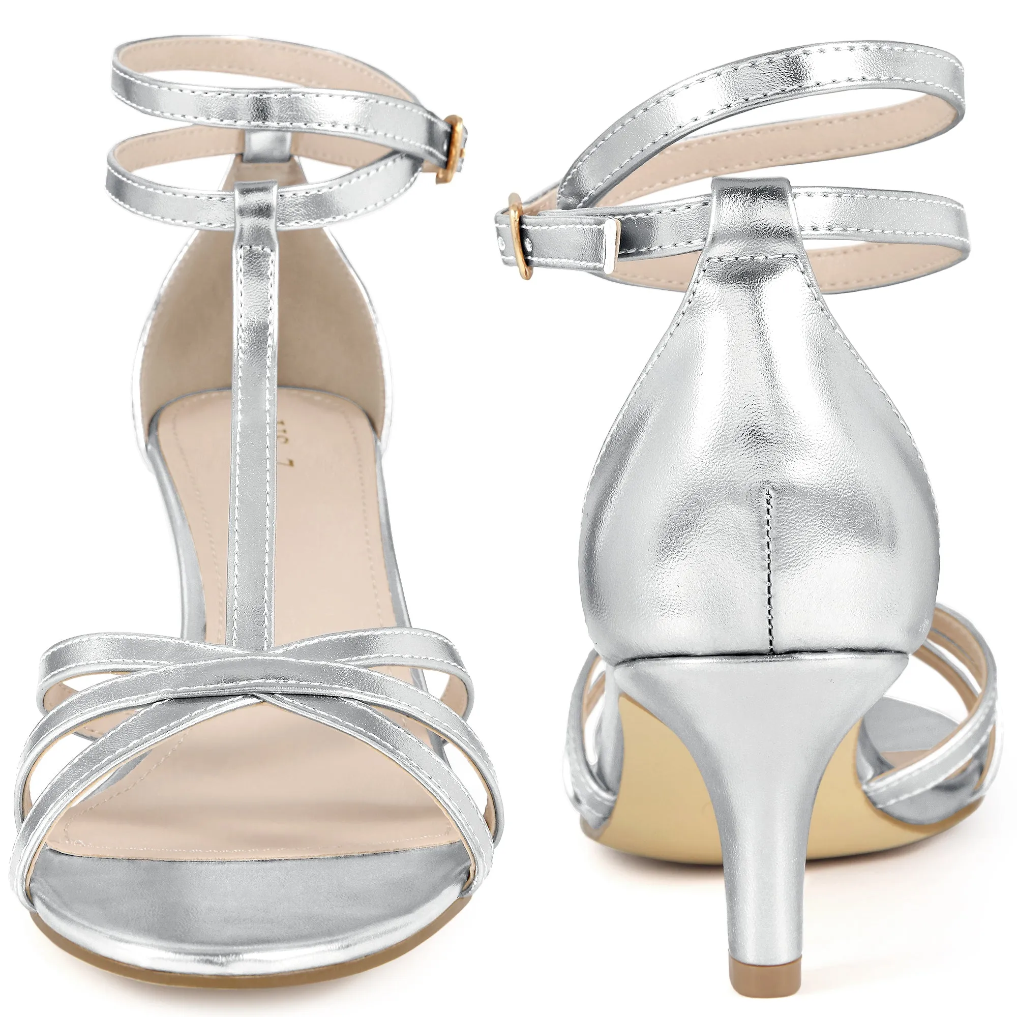 Open Toe Strappy Slingback Kitten Heels Sandals for Women