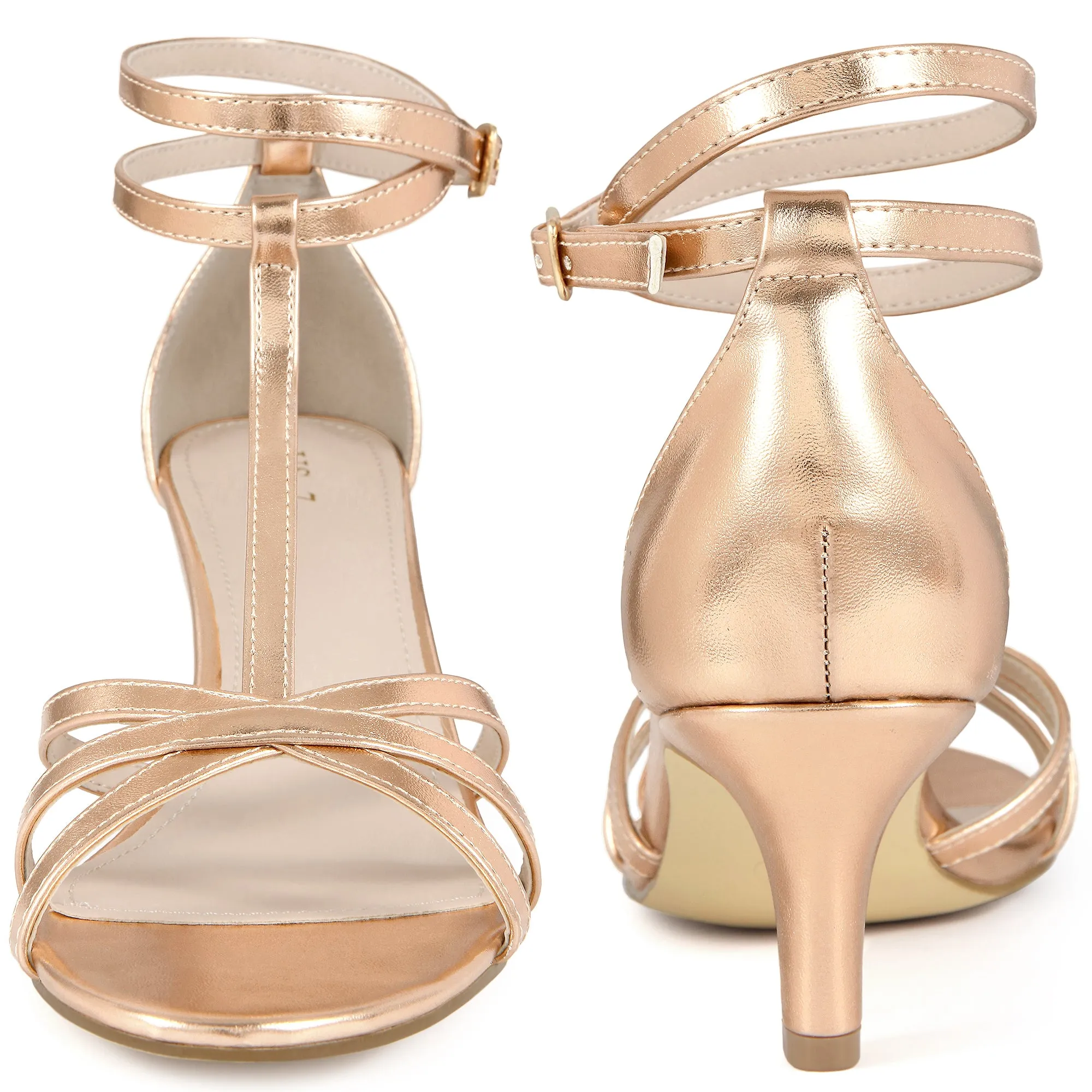 Open Toe Strappy Slingback Kitten Heels Sandals for Women