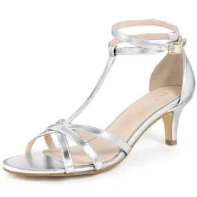 Open Toe Strappy Slingback Kitten Heels Sandals for Women