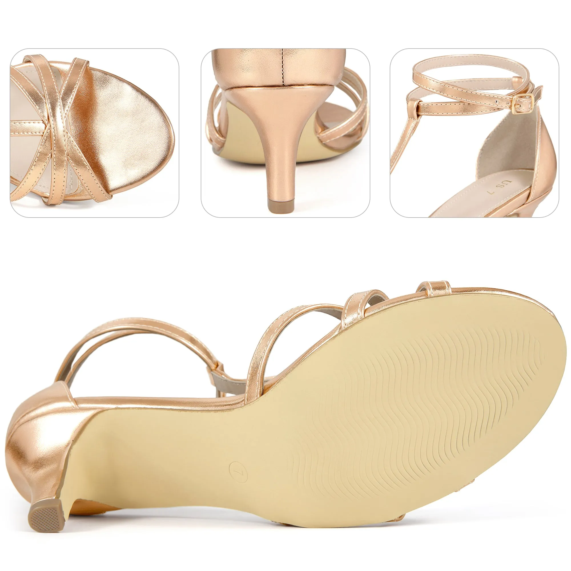 Open Toe Strappy Slingback Kitten Heels Sandals for Women