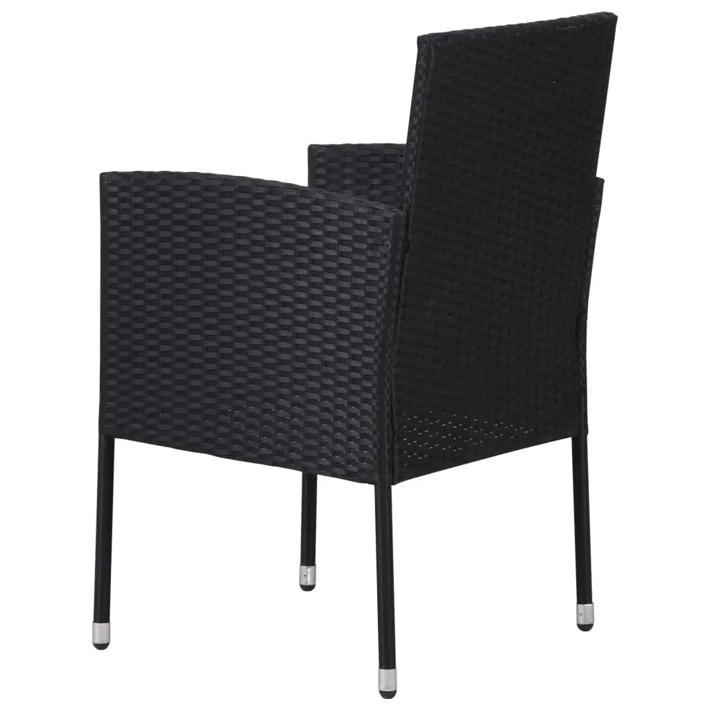 Patio Chairs with Cream White Cushions 2 pcs Black Poly Rattan