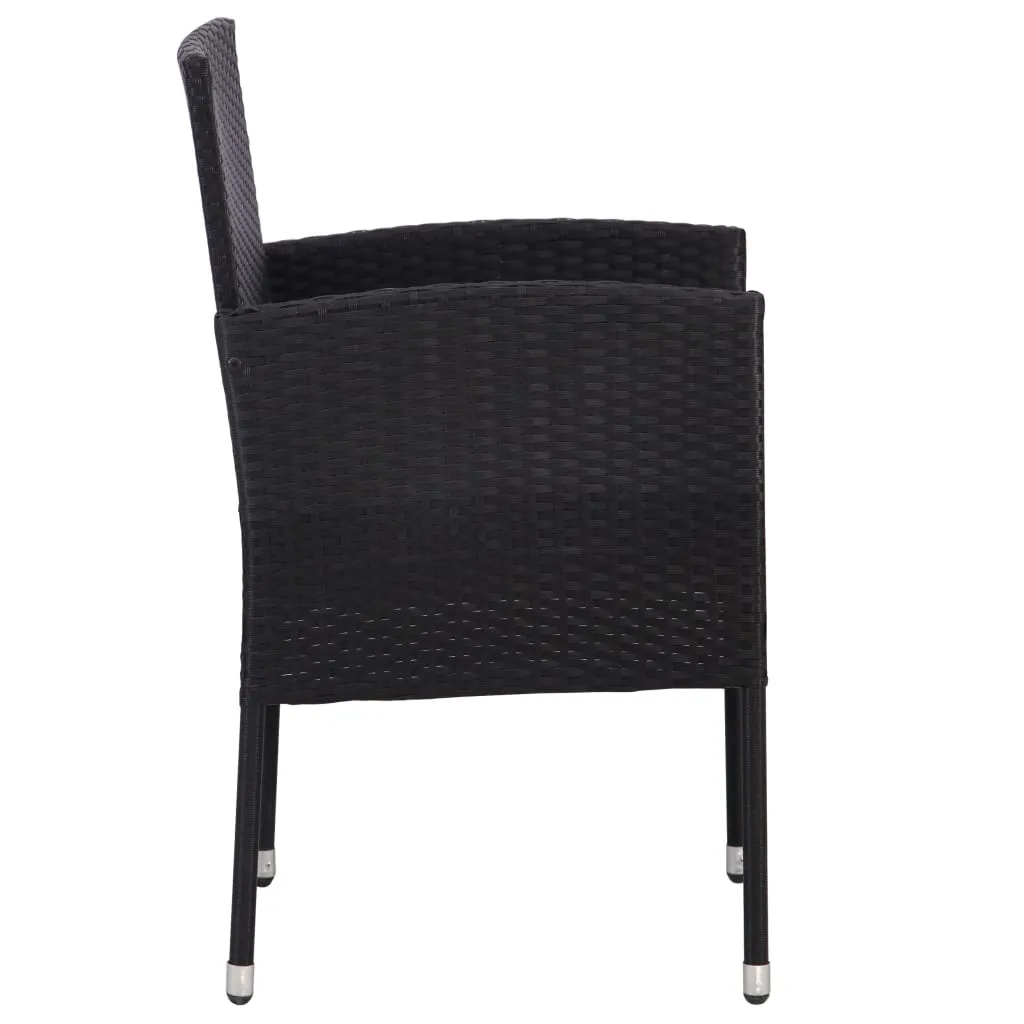 Patio Chairs with Cream White Cushions 2 pcs Black Poly Rattan