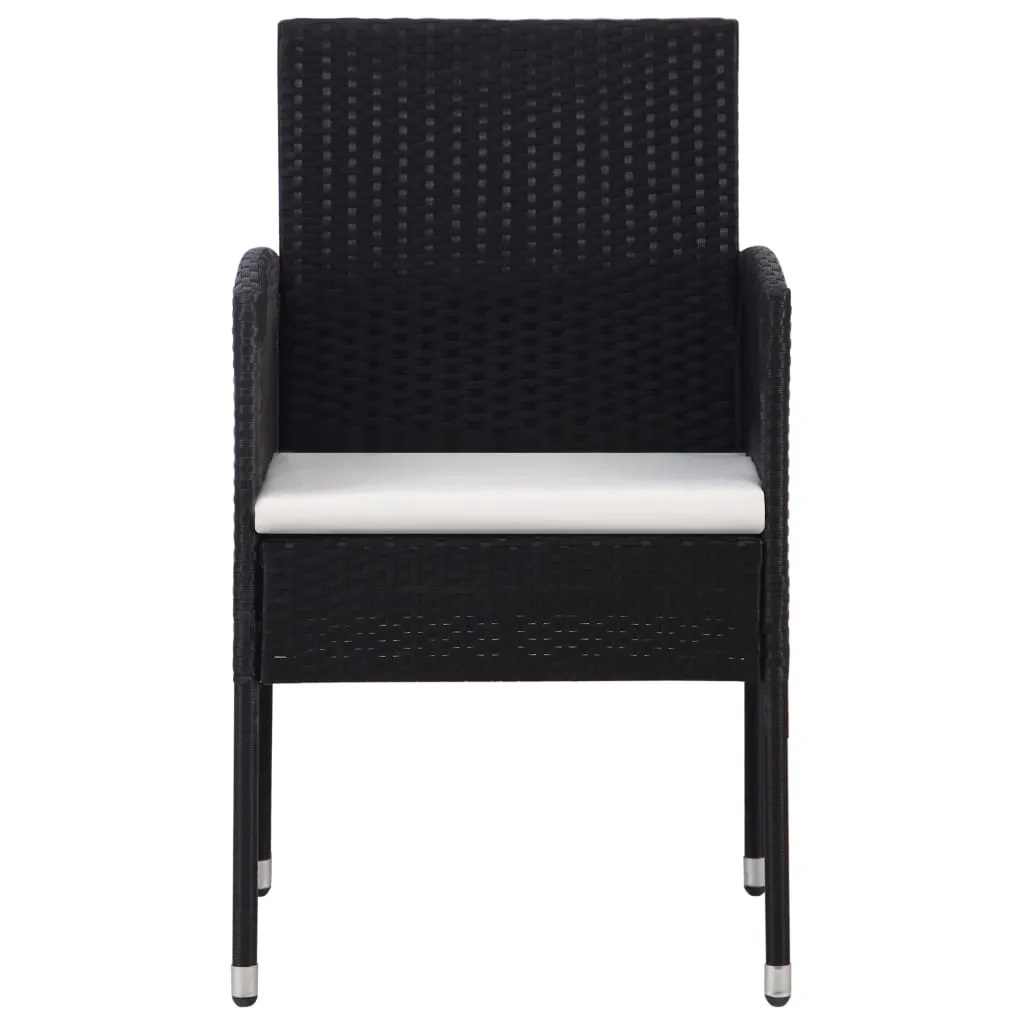 Patio Chairs with Cream White Cushions 2 pcs Black Poly Rattan