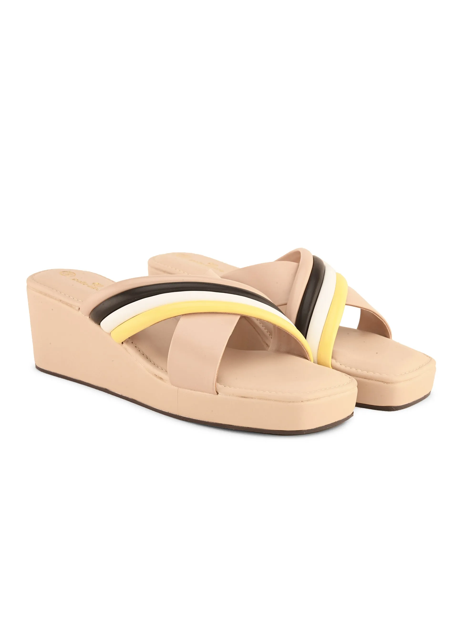Pelle Ablero Beige Wedge Sandals for Women