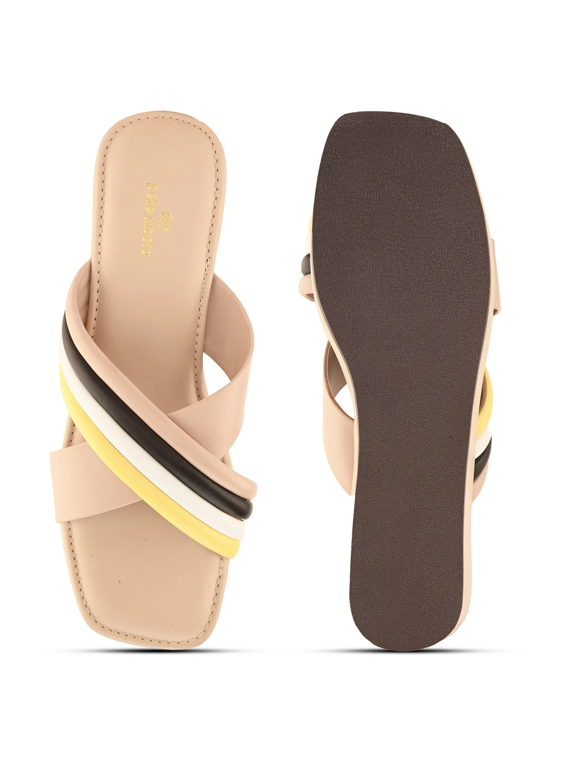 Pelle Ablero Beige Wedge Sandals for Women