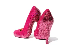 Pink Glitter Heels with Rose Swarovski Crystal Soles