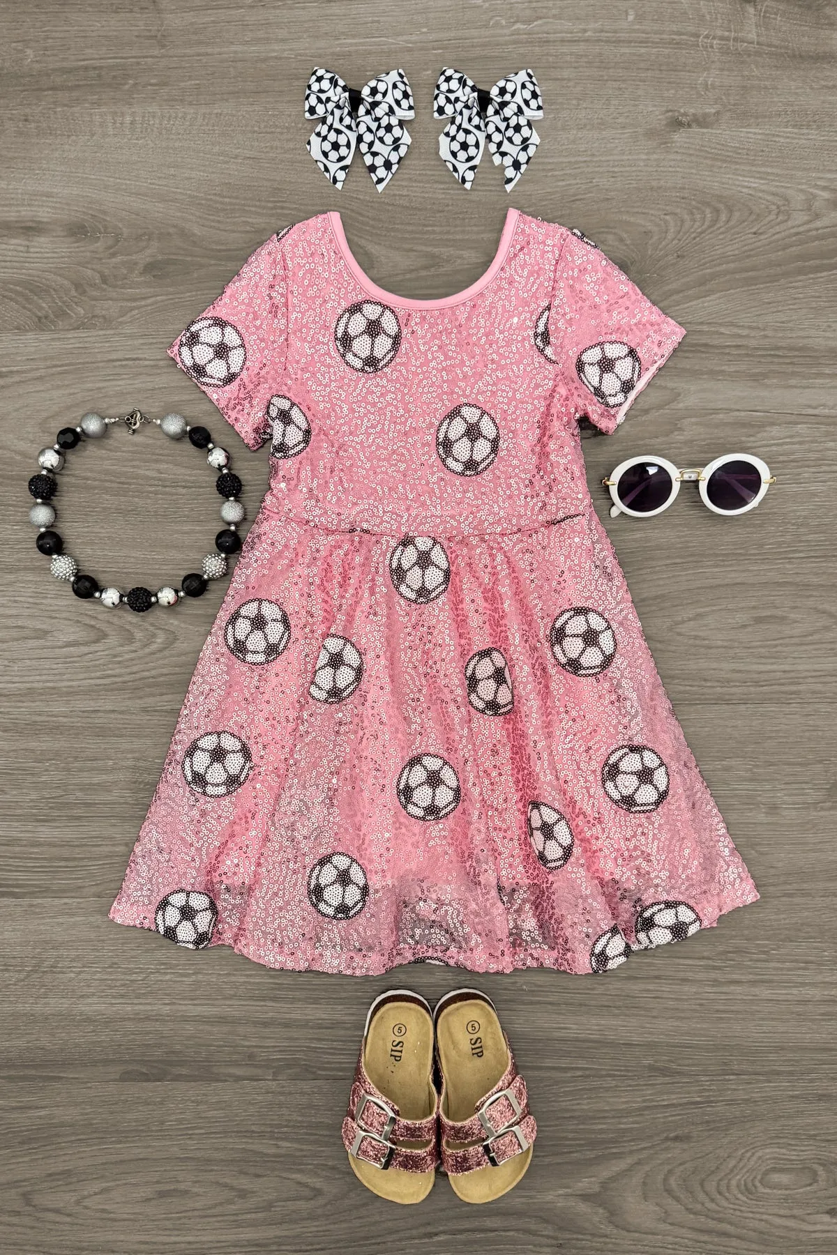 Pink Sequin Soccer Dress