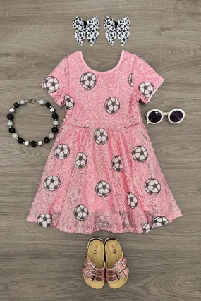 Pink Sequin Soccer Dress