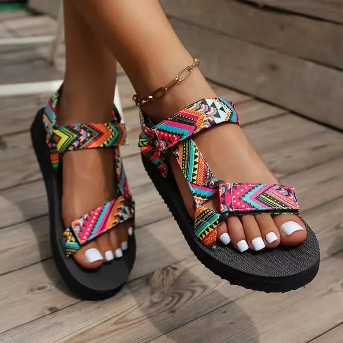 Rachel – Summer Paisley Pattern Sandals for Women