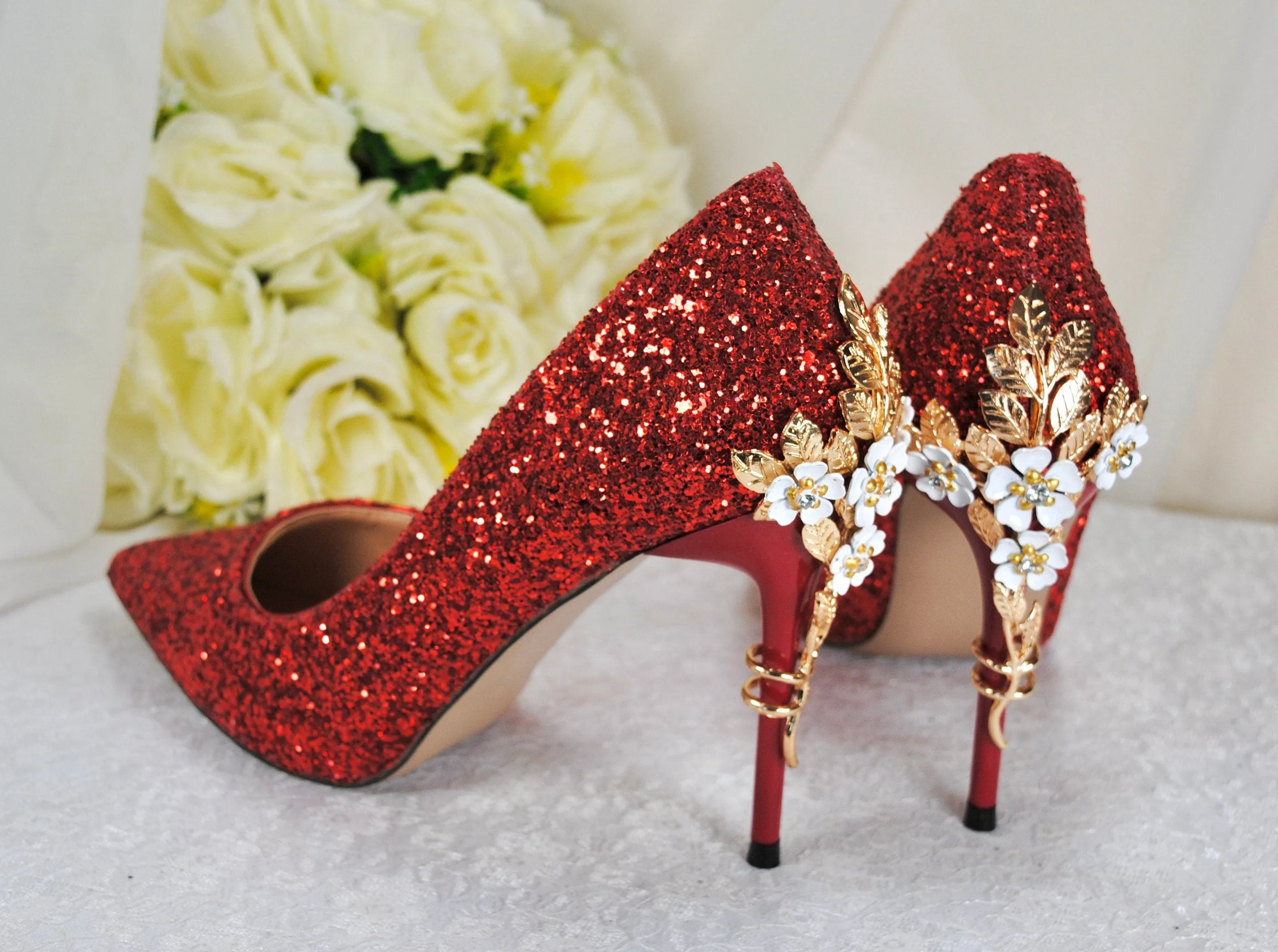Red Glitter Heels - Size UK6/US8.5