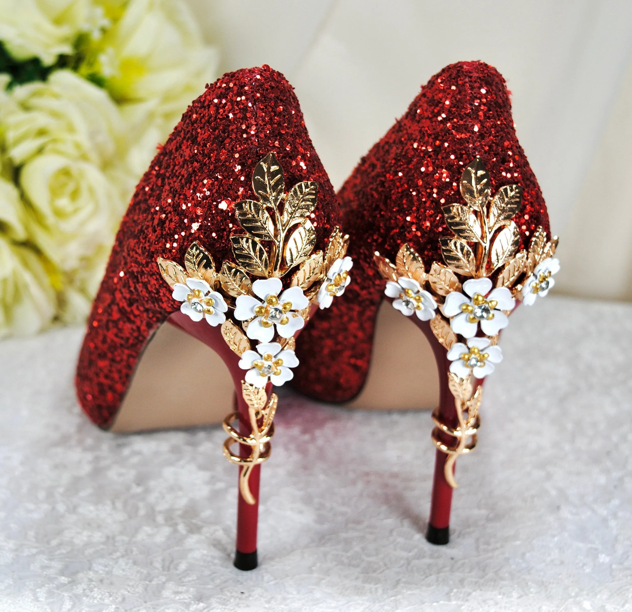 Red Glitter Heels - Size UK6/US8.5