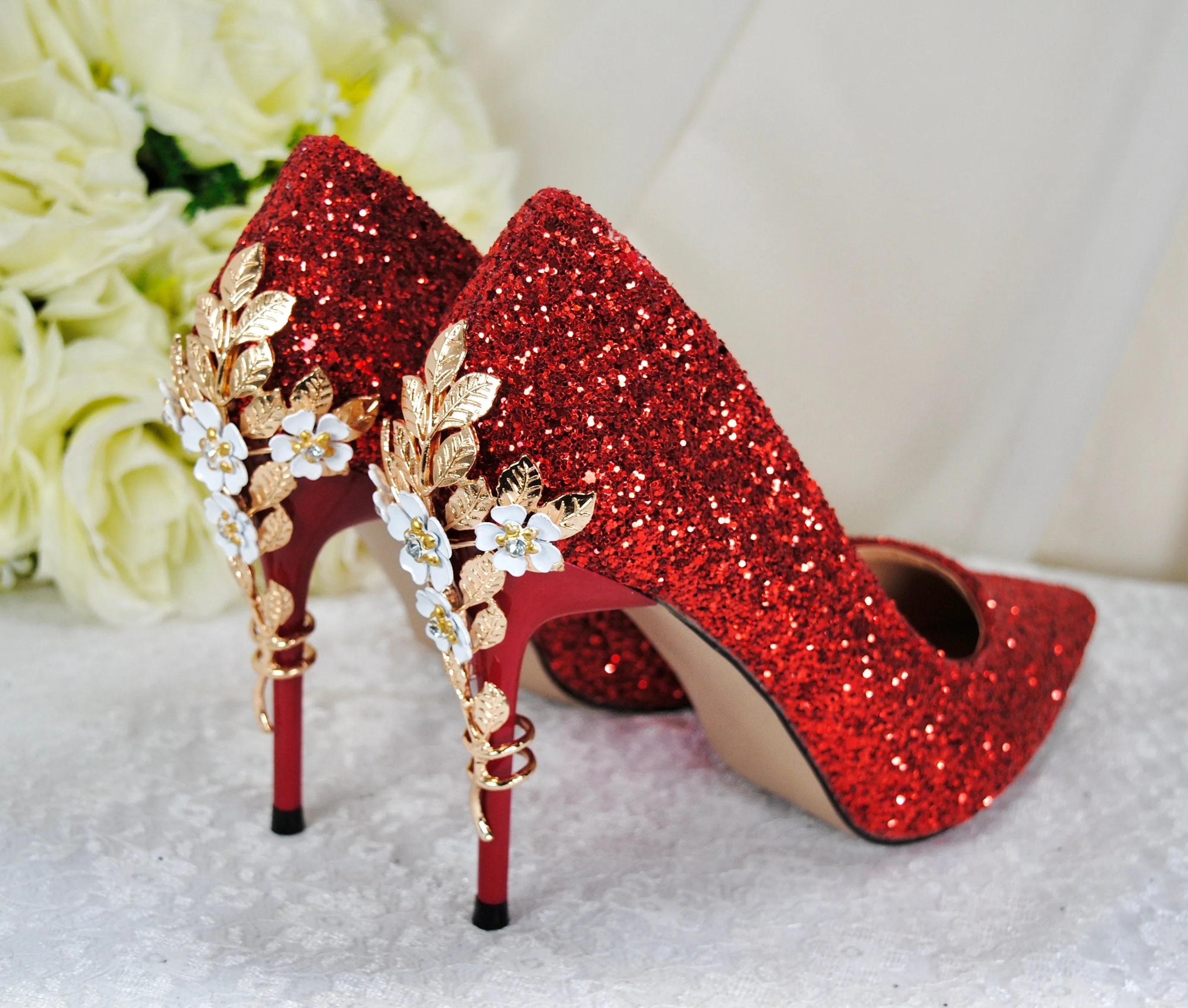 Red Glitter Heels - Size UK6/US8.5