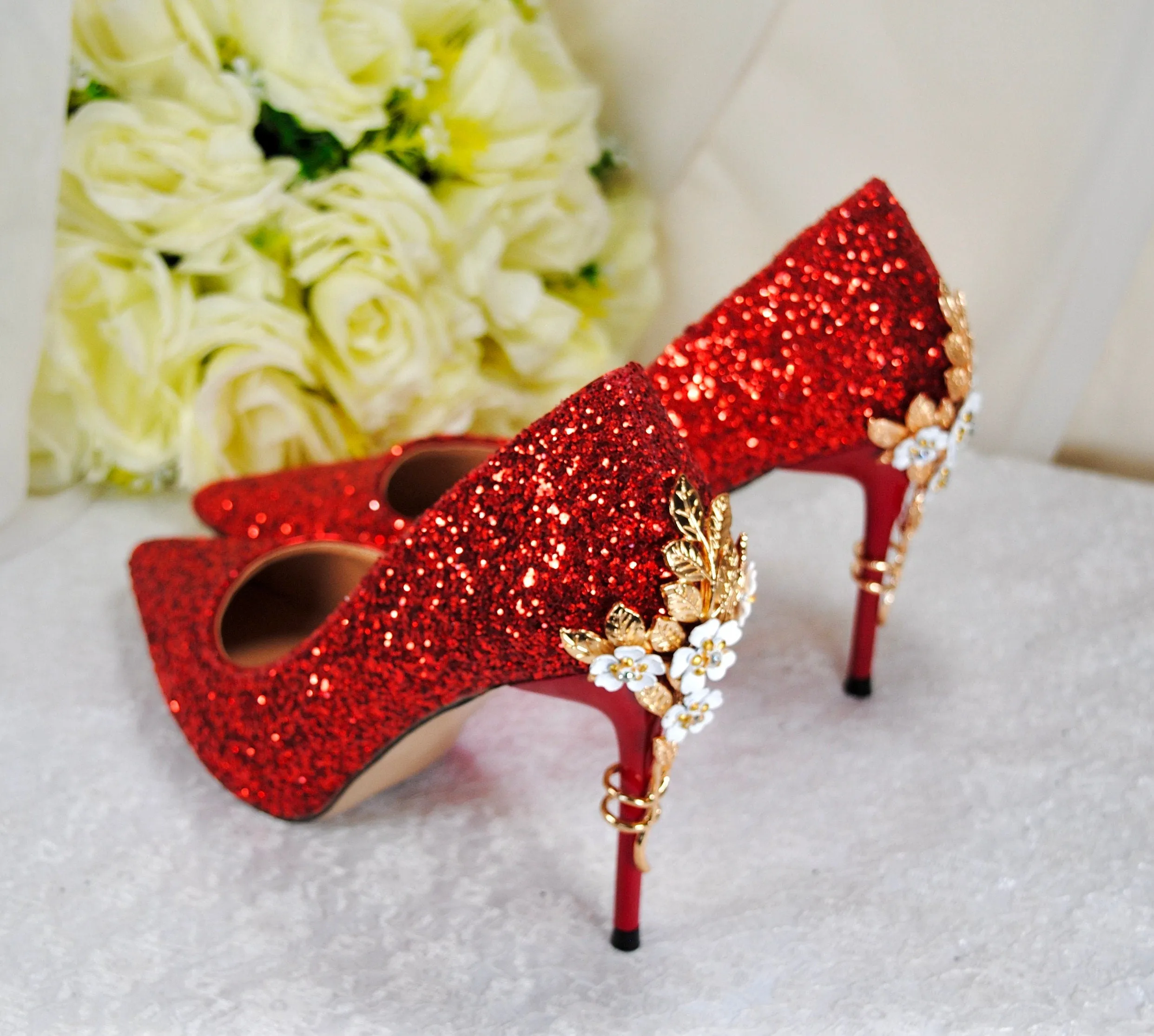 Red Glitter Heels - Size UK6/US8.5