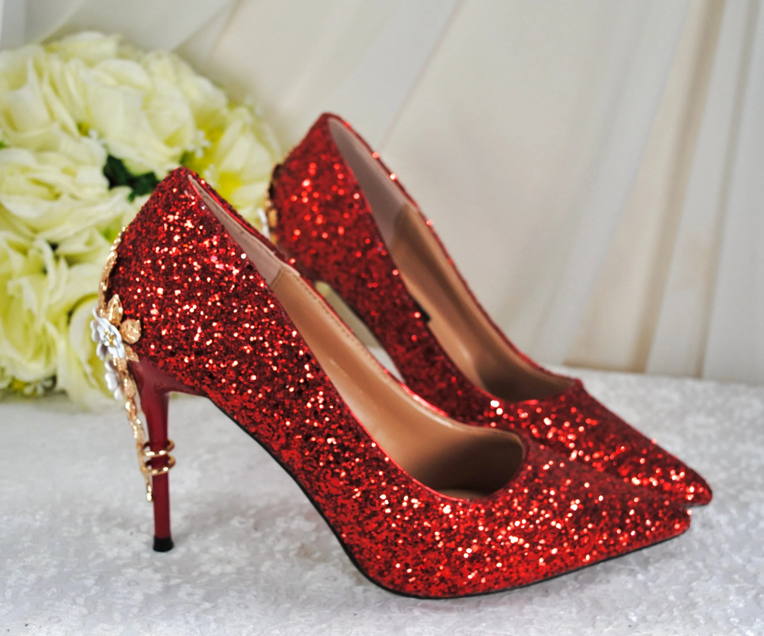 Red Glitter Heels - Size UK6/US8.5