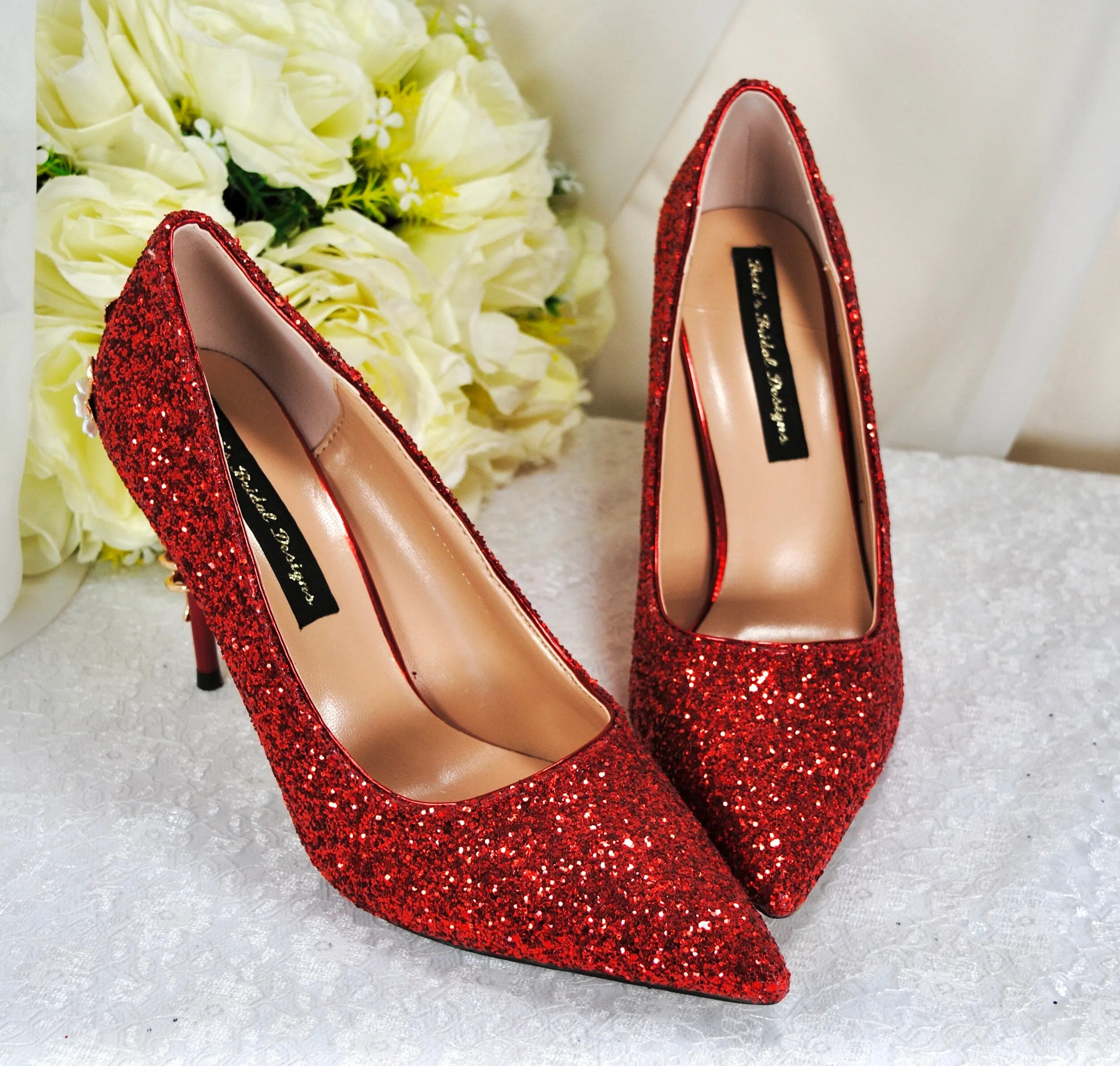 Red Glitter Heels - Size UK6/US8.5