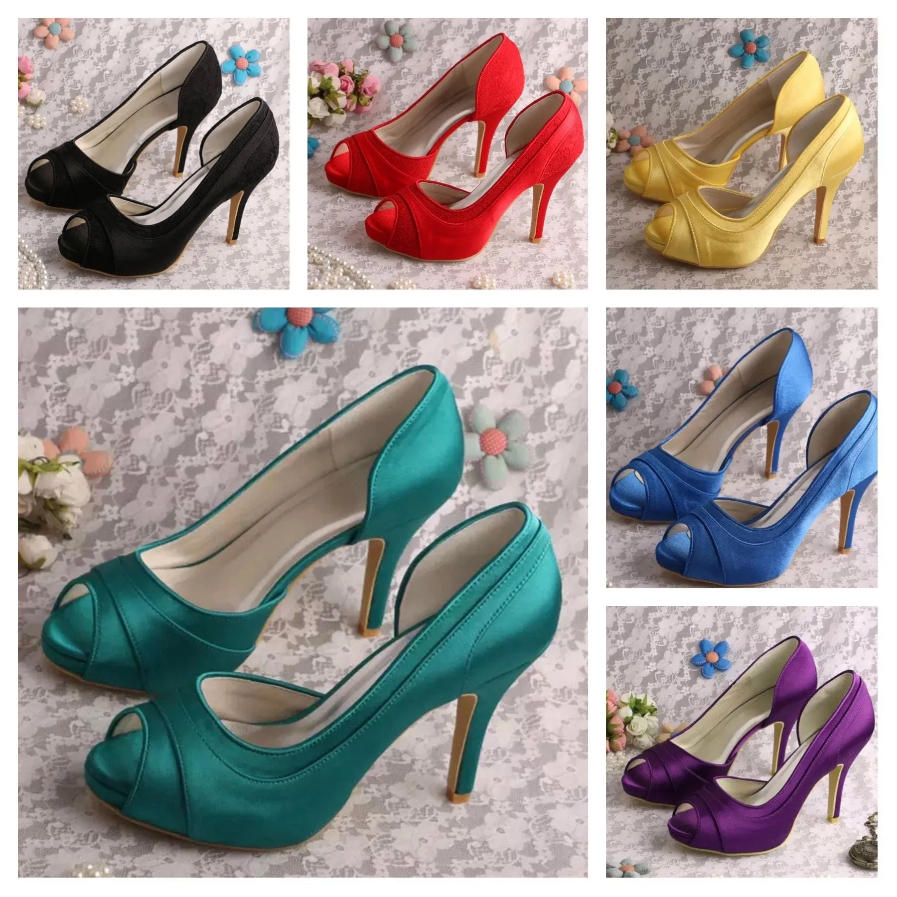 Satin and Lace Bridal Shoes