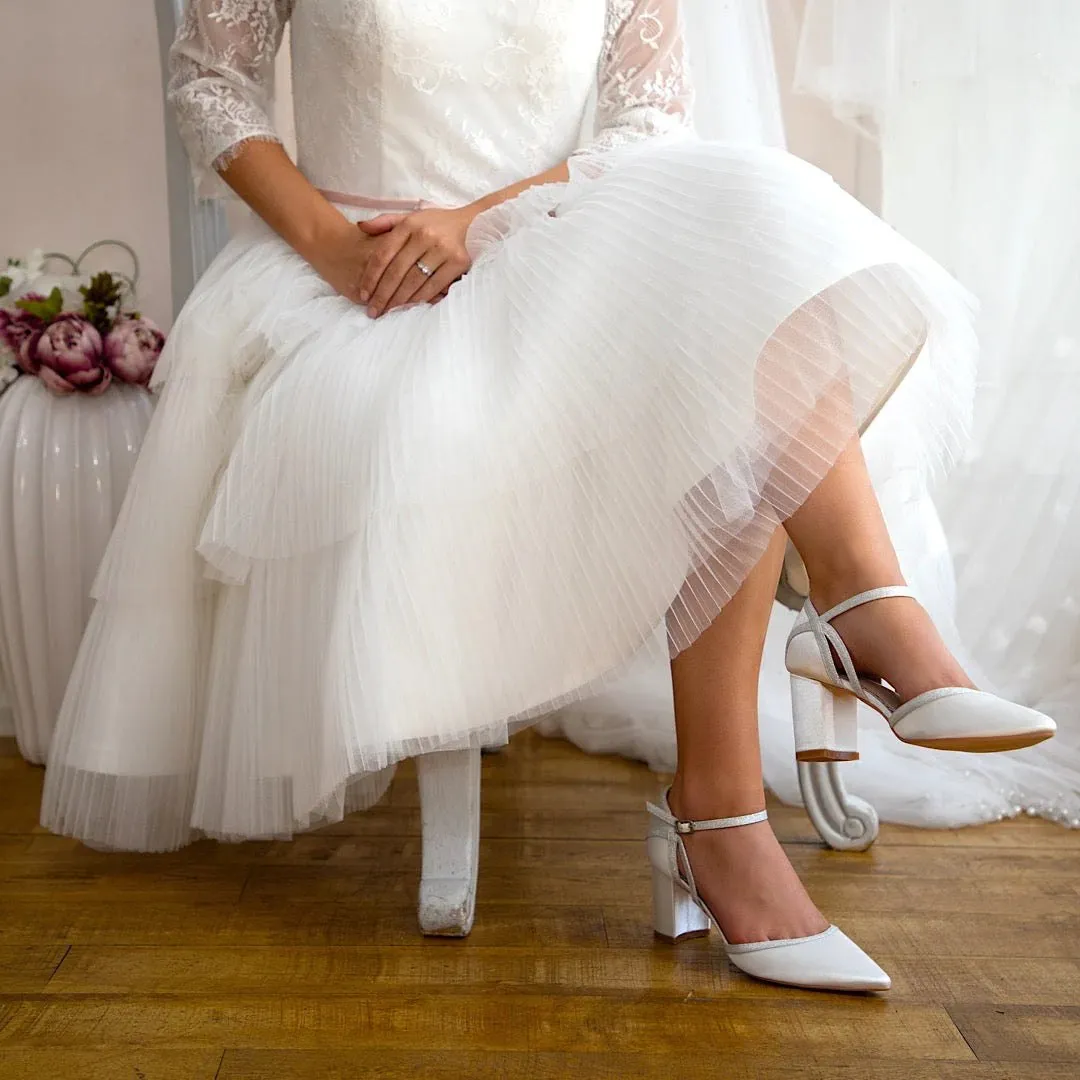 Satin Bridal Shoe with Silver Glitter Trim, By Perfect Bridal, Robyn