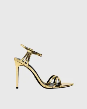 Selini Cross Metallic Strap Sandals In Gold