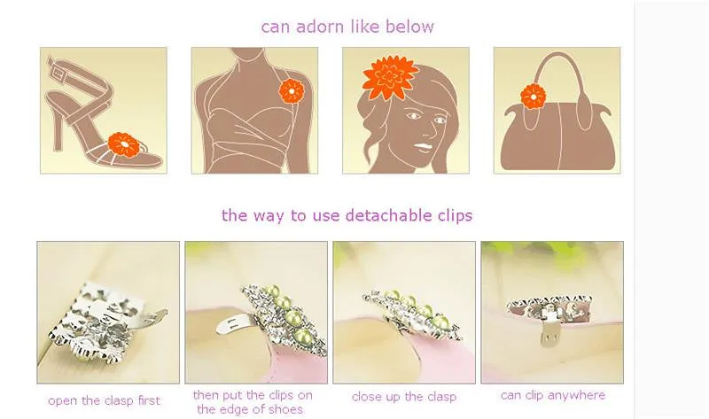 Shiny Tone Crystal Shoe Clip