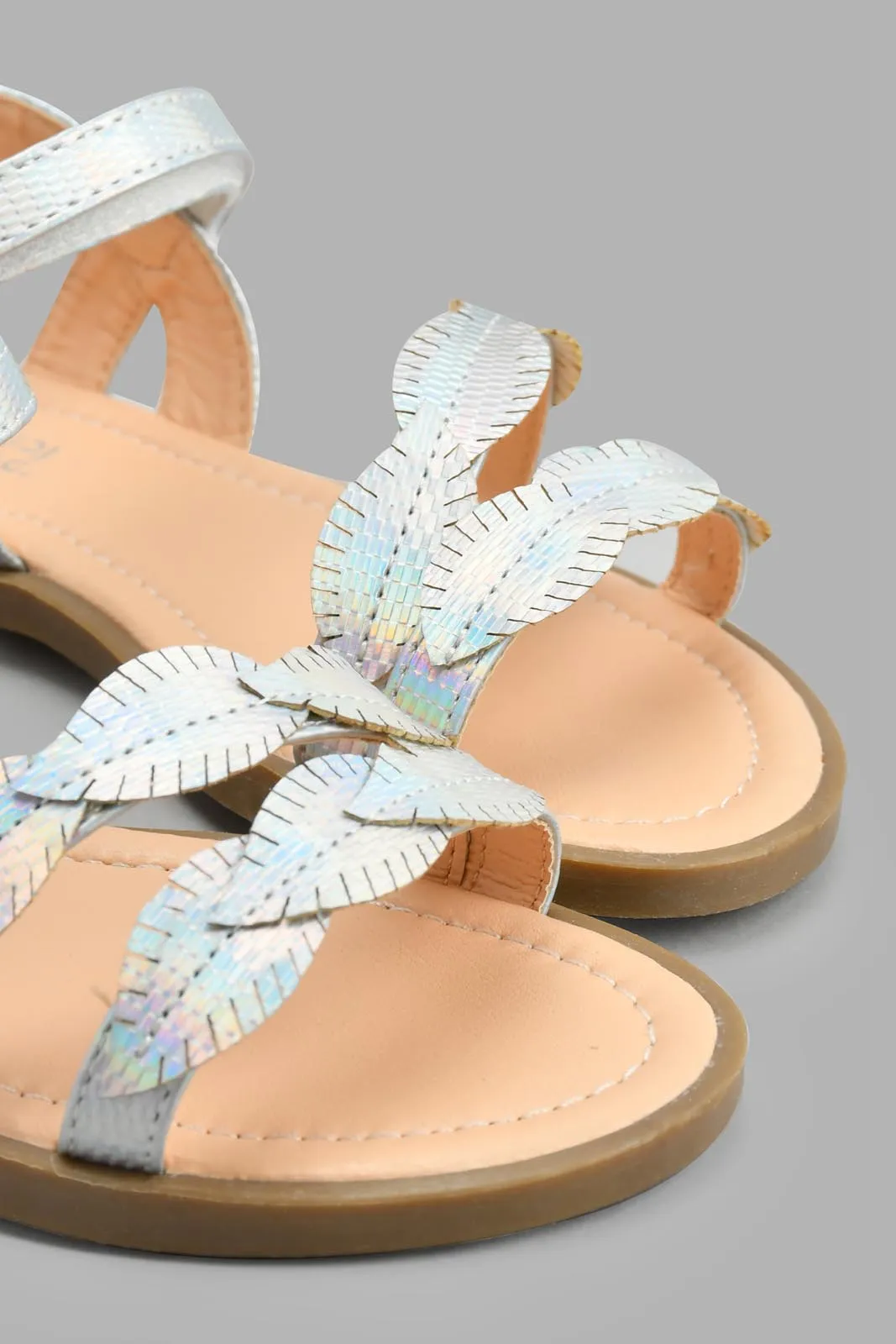 Silver Leaves Embellished Sandal