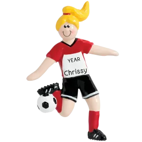Soccer Girl Christmas Ornament - Blonde