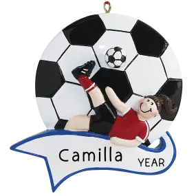 Soccer Kick Girl Christmas Ornament