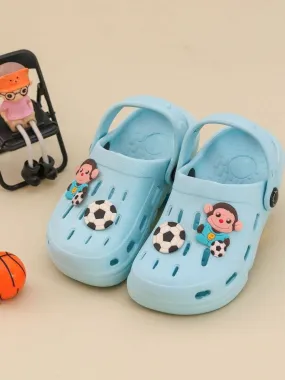 Soccer-Themed Clogs with Fun Monkey Cartoon Design for Boys